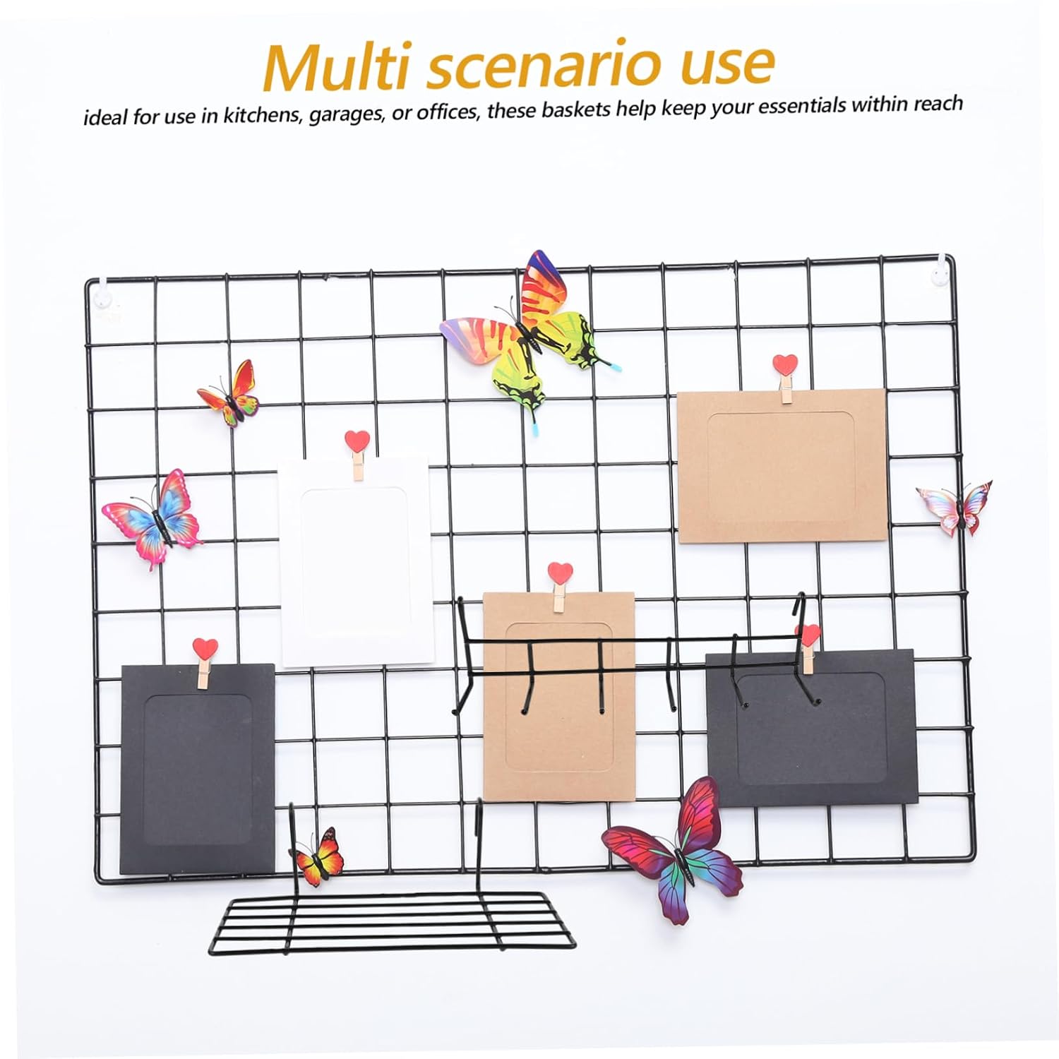 Cabilock 4pcs Wall Baskets Hooks Wire Rack Shelving Accessories Slatwall Basket Golf Club Stand Side Mount Trailer Ladder Rack