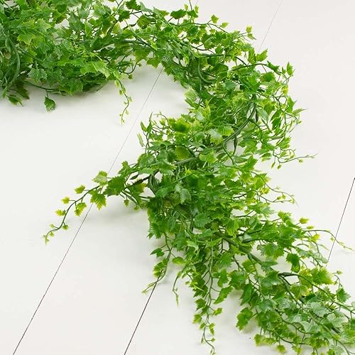 Miniatura 5 de Guirnalda de helecho de culantrillo de vinilo resistente a la intemperie, vegetación falsa para decoración de interiores o exteriores (69 pulgadas