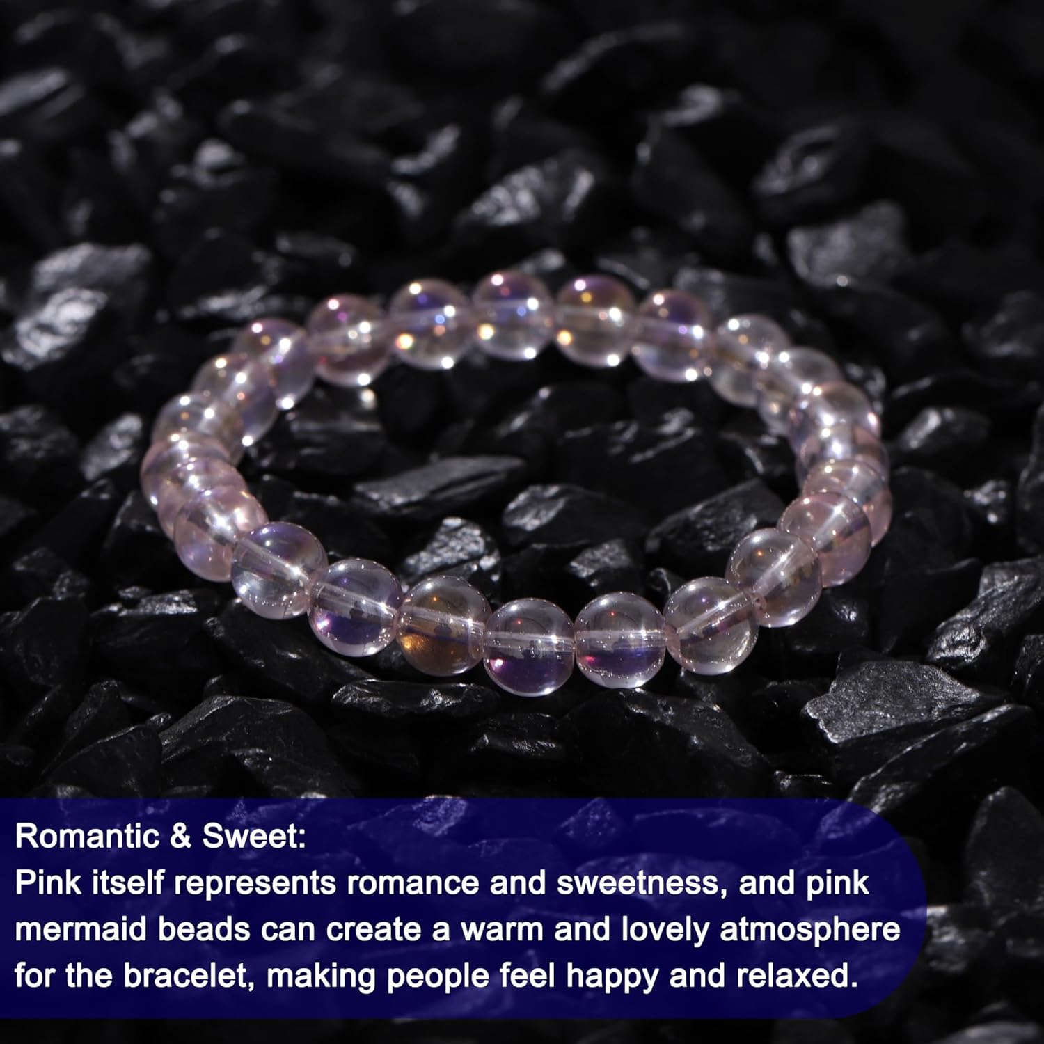HANGINTHERE Sparkling Aurora Crystal Bracelet for Women, 7-in Elastic Faceted Crystal Beads Iridescent Bracelet, Birthday Gift for Her Girlfriend Wife Mom, Includes Velvet Jewelry Pouch/Box - Image 5