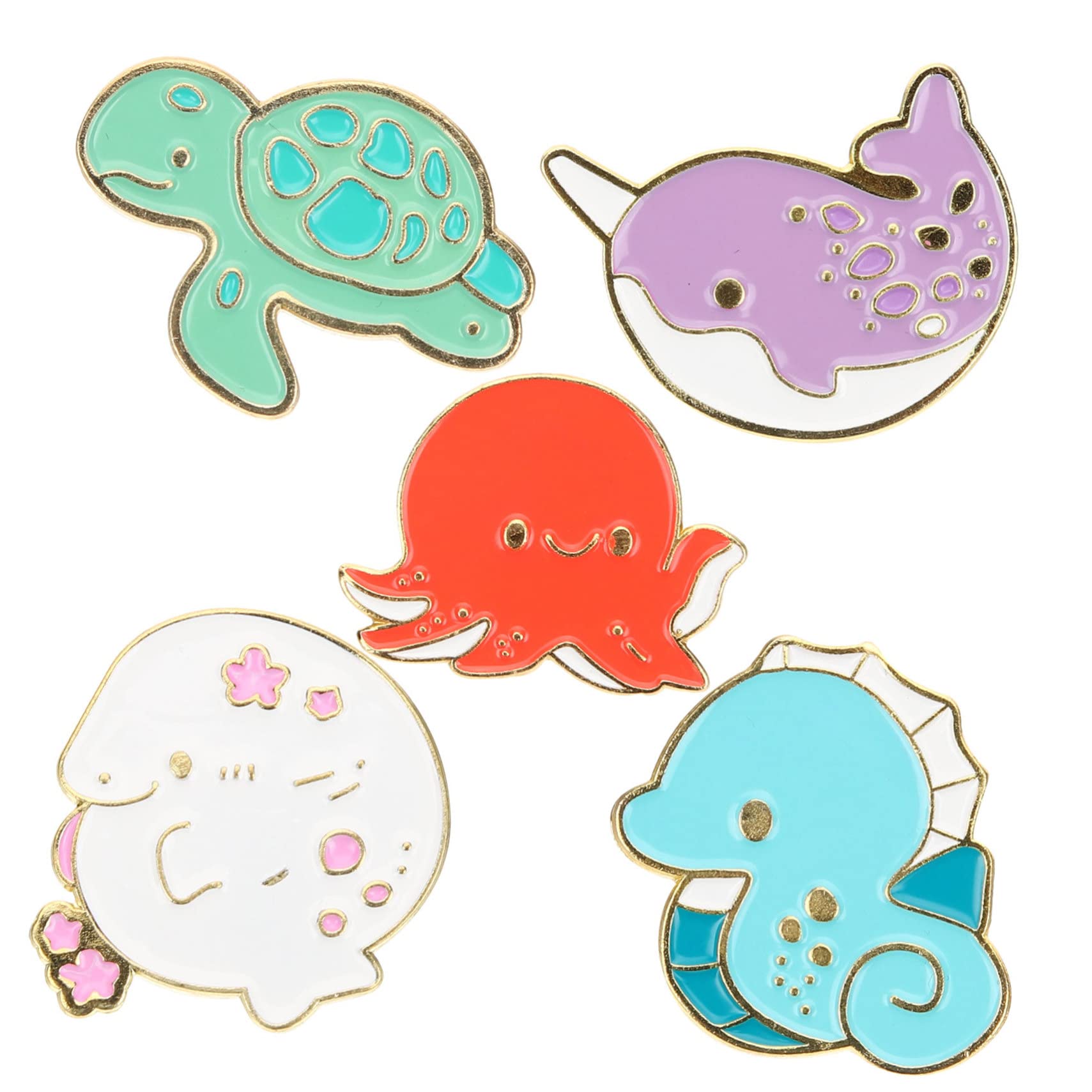 5 Sätze Teiliges Emaille Broschen Mit Maritimen Tieren Cartoon Anstecker Für Kleidung Taschen Jacken Stilvolle Dekoration 5 Stücke * 5