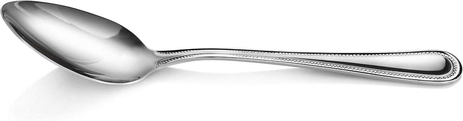 New Star Foodservice Bead Pattern 18/0 Stainless Steel Dinner/Dessert Spoon, 7.6-Inch, Set of 12, Commercial Grade