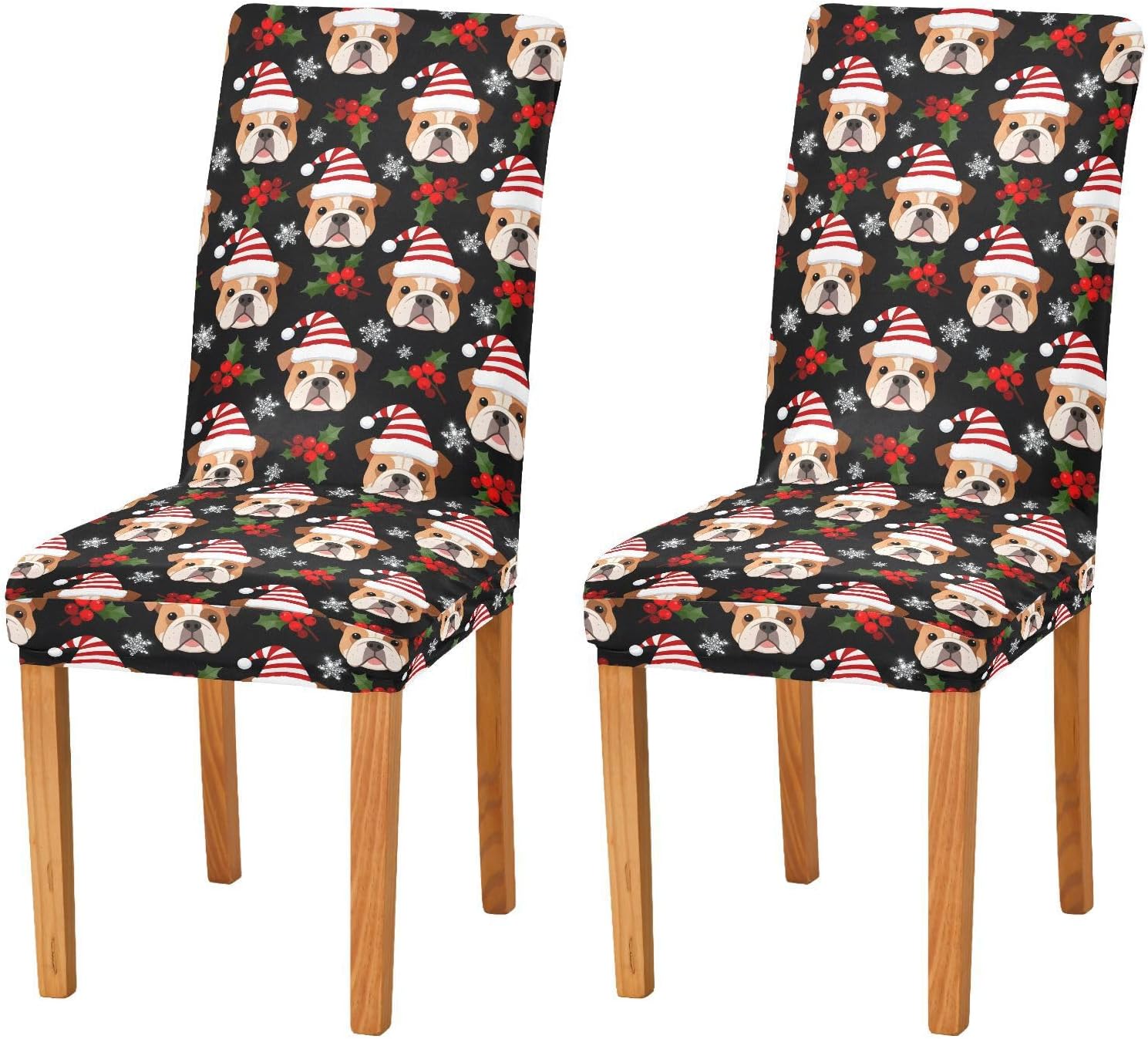 ALAZA Chair Covers for Dining Room, Pug Pattern Stretch Chair Cover Sets Chair Protector Removable Washable for Ktichen Restaurant Hotel