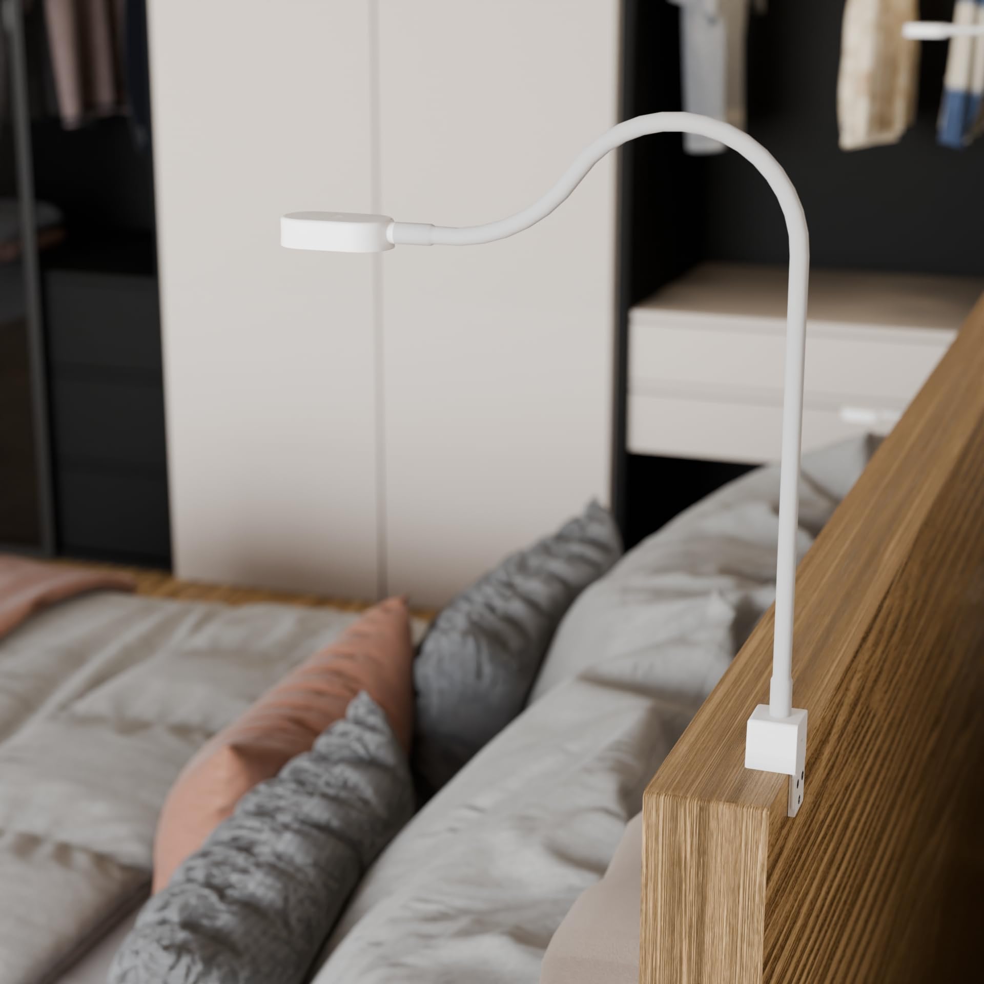 kalb I Ilios LED-Bettleuchte/Leseleuchte mit USB-C, Wand- und Winkelmontage, Flexibler Arm, dimmbar, warmweiß 3000k (1er Set weiß)