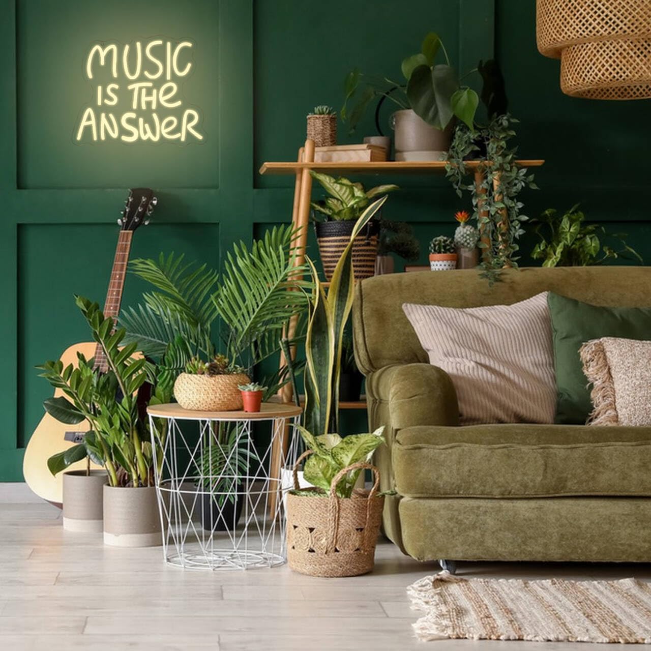 Music Is The Answer - Insegna al neon per decorazione da parete, luce bianca calda, luce al neon, luce al neon, luce al neon per studio, concerto, bar, decorazione per camera da letto