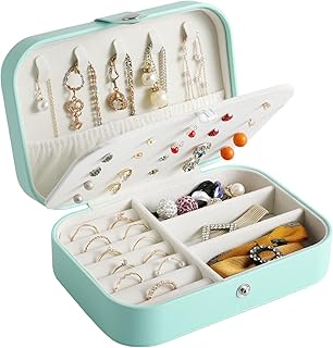 oddpod™ Vogue PU Leather Jewellery Storage Box & Multi-Functional Organizer Pouch/Small Portable Travel Case for Earrings Necklace Bracelet Rings and Accessories for Women - Mint