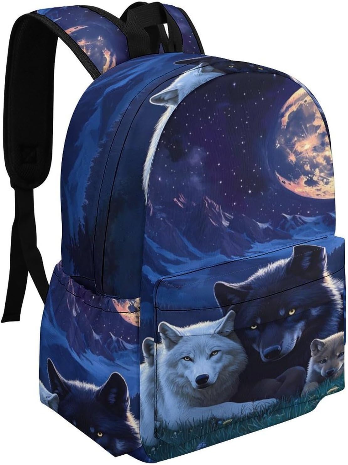 Wolf Family Travel Backpack for Women Men Summer Hiking Shoulder Bag Casual Daypack