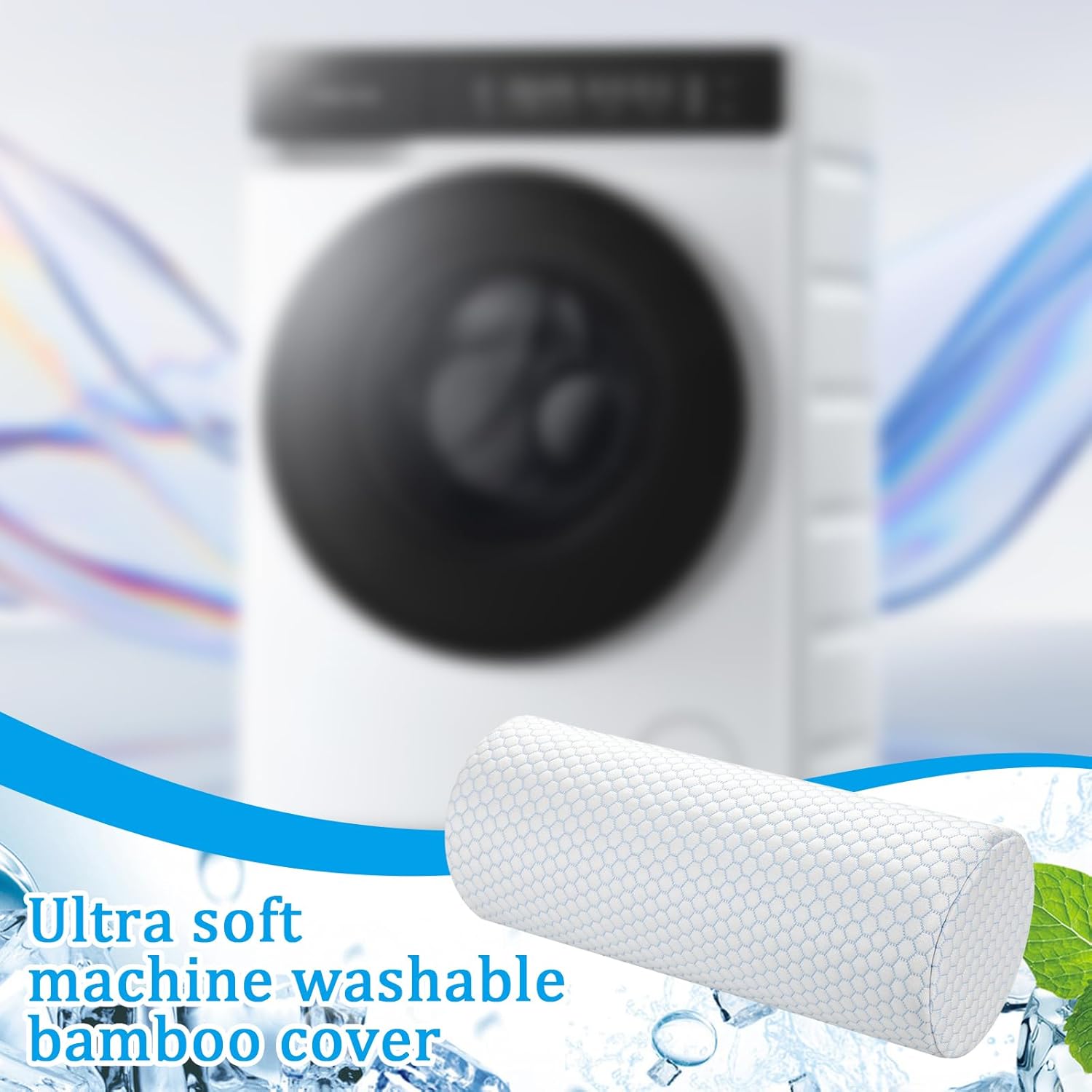 Novabright 1 Pack Cooling Neck Roll Pillow for Pain Relief Memory Foam Round Cylinder Bolster Cervical Round Support Pillow with Washable Breathable Cover for Sleeping (15.8 x 6 Inch)