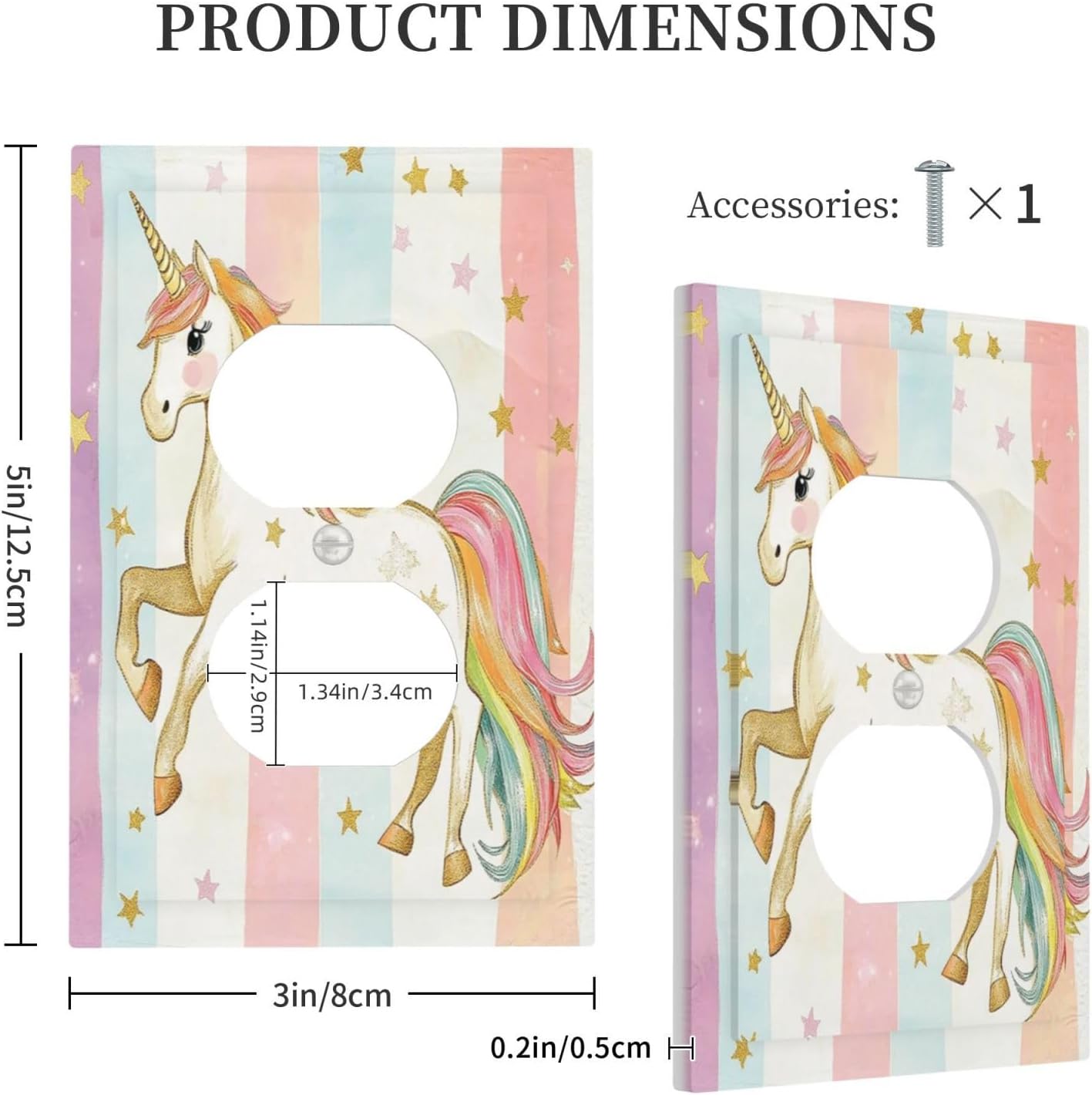 Outlet Covers Dreamy Colorful Unicorn 1 Gang Duplex Light Switch Cover Plate Decorative Switch Plate Covers Electrical Socket Cover for Bedroom Home Decor image 5