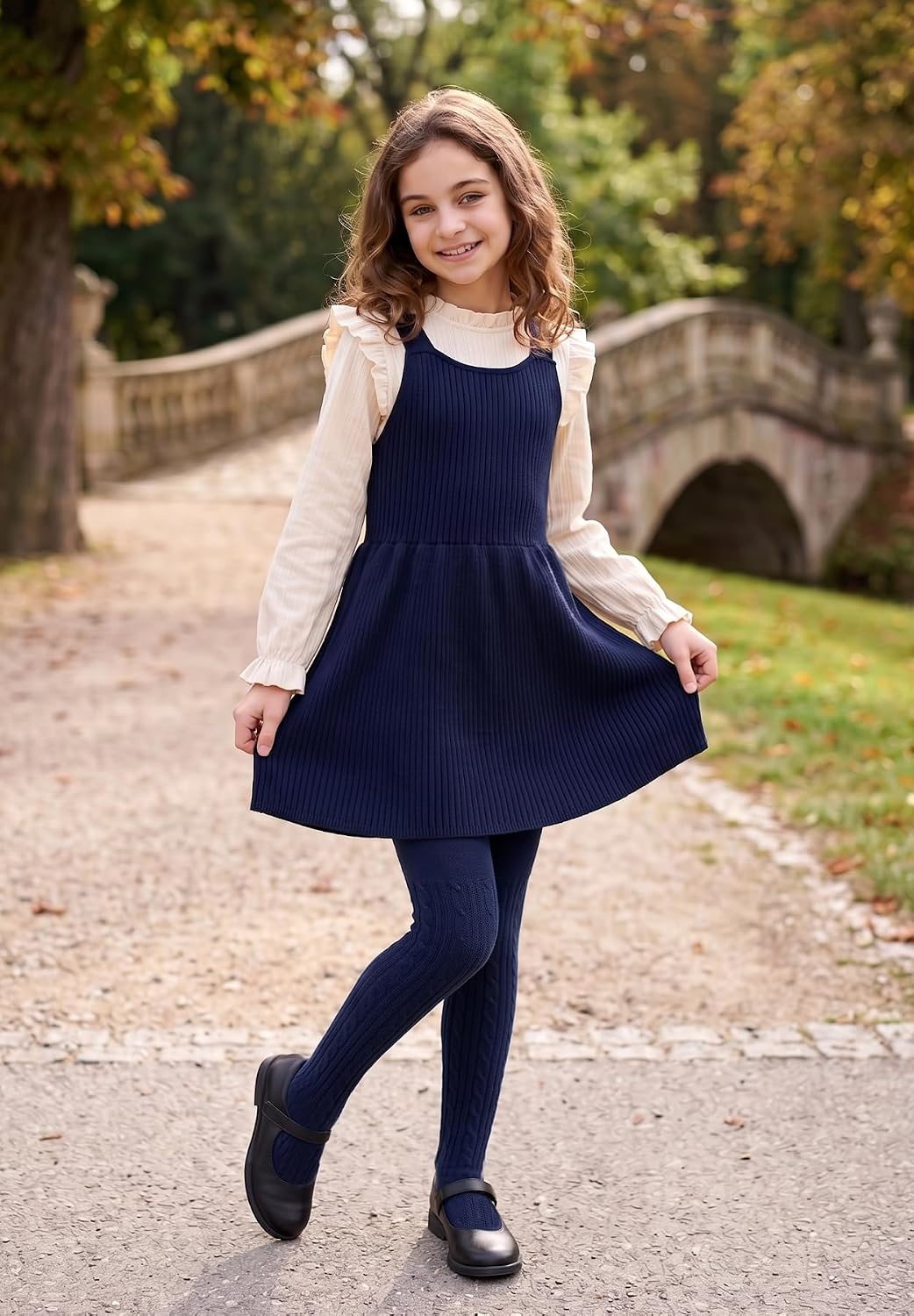 Zando Girls Cable Knit Tights 4-12 Years Kids Cotton Warm Stocking Leggings image 5