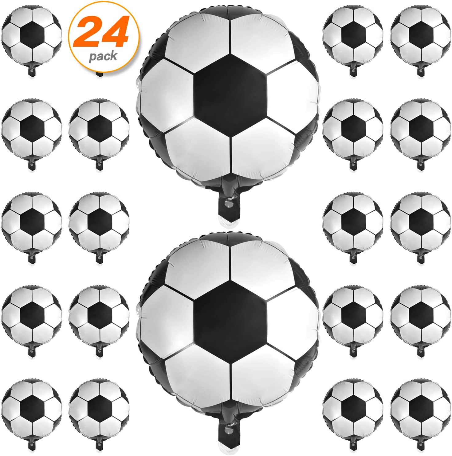 24 Pcs 18 Inch Soccer Balloons Aluminum Foil Balloons Mylar Balloons for birthday party Soccer Party Decorations Football Party Supplies Birthday Party Decoration 45cm
