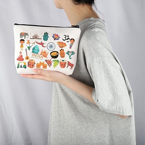 Miniatura 6 de UJIMS Bolsa de maquillaje de viaje de la India recuerdo India regalo temática India amante regalo India vacaciones bolsa de cosméticos,