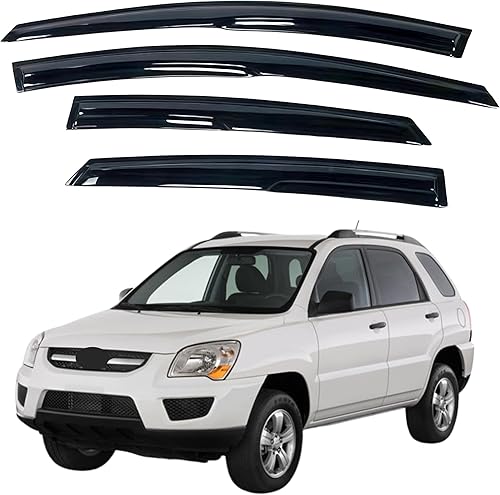 Miniatura 12 de IG - Visera para ventana de automóvil, protector contra la lluvia, el sol y el viento, con cinta adhesiva, deflector extraduradero para ventana