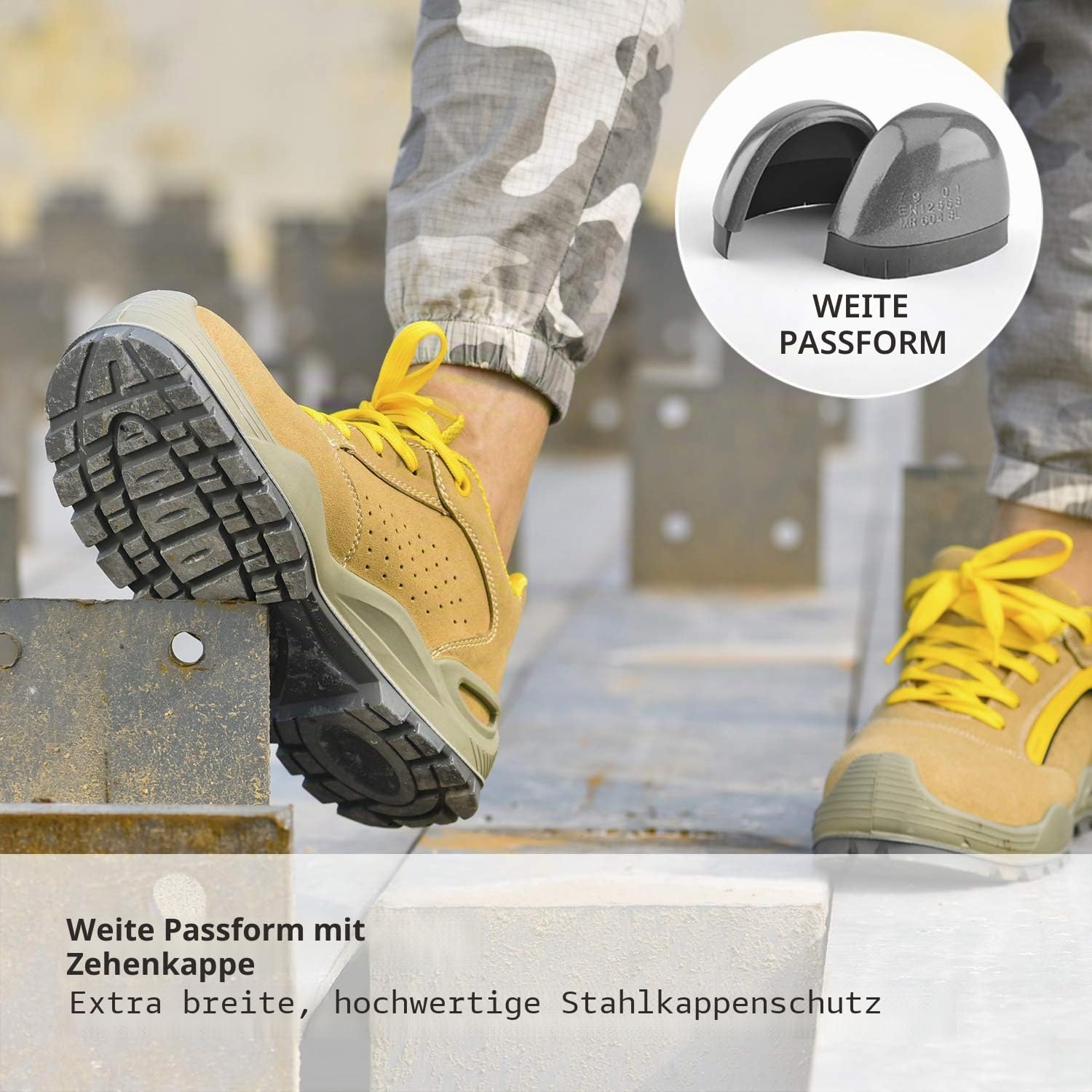 SAFETOE Arbeitsschuhe Herren & Damen Leichte, 7296YN Sicherheitsschuhe Herren & Damen, Wasserdichtes & Atmungsaktiv Leder, Bequeme Einlegesohlen, S1P ESD Stahlzehe & Stahlplatte