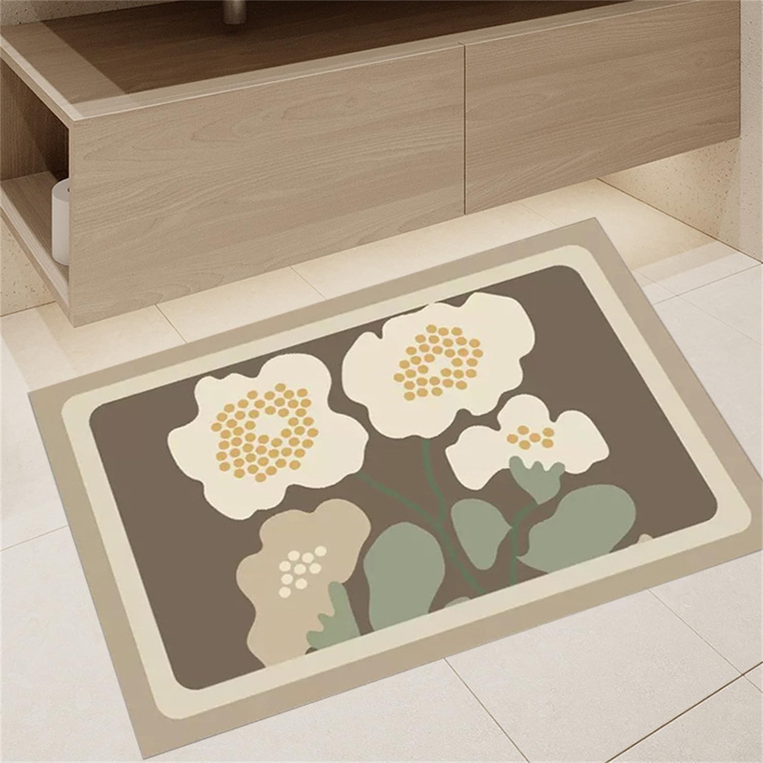 Tappeto Bagno Assorbente Cucina, 60x120cm Tappeti Bagno Antiscivolo, Tappeto Ingresso Interno, Tappeto Lavabile Morbido Tappetino Bagno Morbido ad Asciugatura Rapida, Perfect Life Tappeto Brown