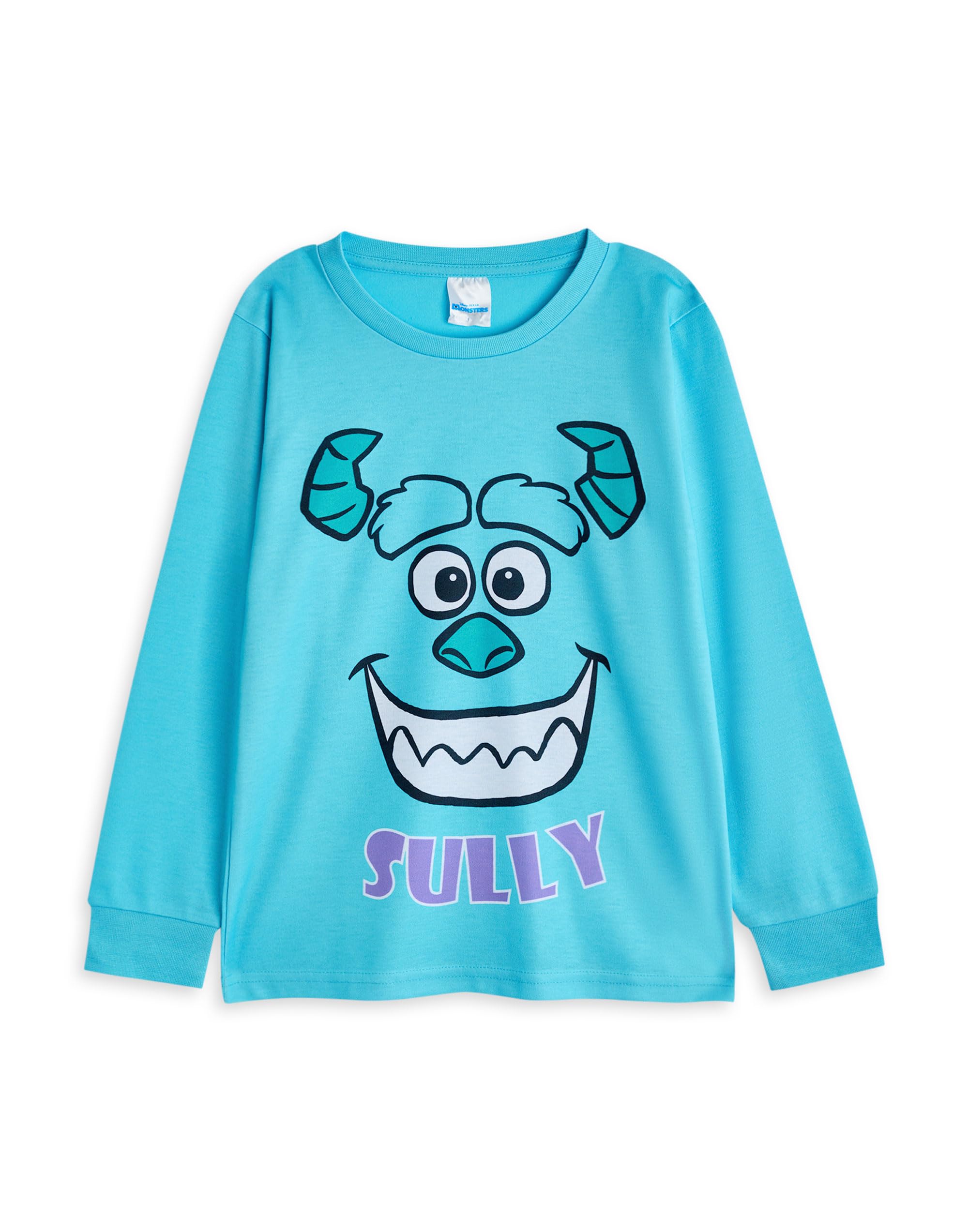 Disney Monsters Inc Piżama dla chłopców, zestaw 2 sztuk, dla dzieci Sully & Mike Graphic top z długim rękawem i długimi nogawkami spodnie piżamowe w kolorze niebieskim i zielonym, dziecięca postać z