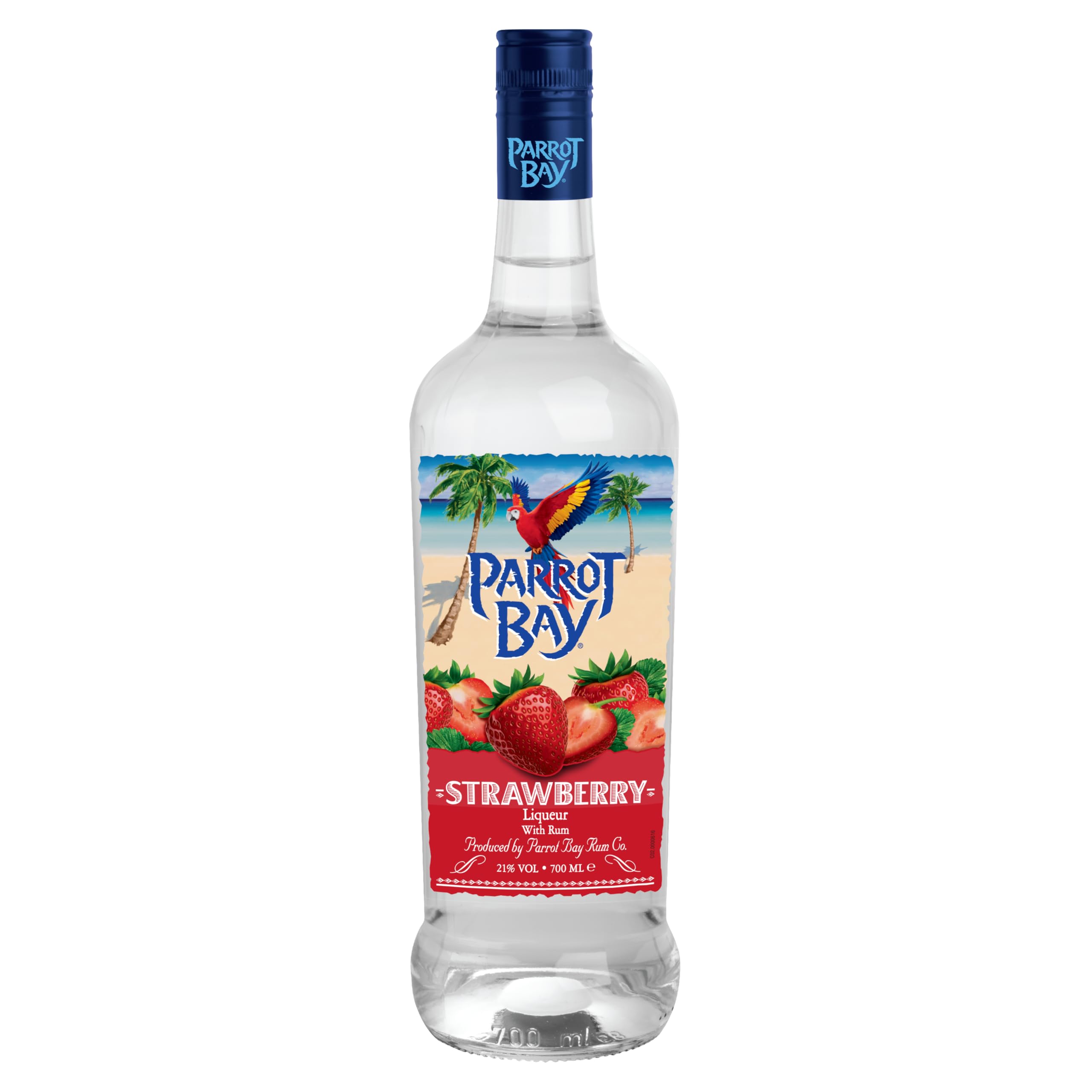 Parrot Bay Rum, Flavoured Strawberry Rum, 70cl, 21% ABV, Natural Strawberry Flavour, Sweet and Refreshing Notes, Produced in the Caribbeans, Ideal for Tropical Cocktails, Gift Idea