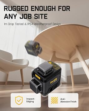 Fanttik D12 Ace Laser Level 360 Self Leveling with 43.2 Tripod, 3x360 Rechargeable 3D Green Cross Laser, Easy to Use for Construction and Picture Hanging