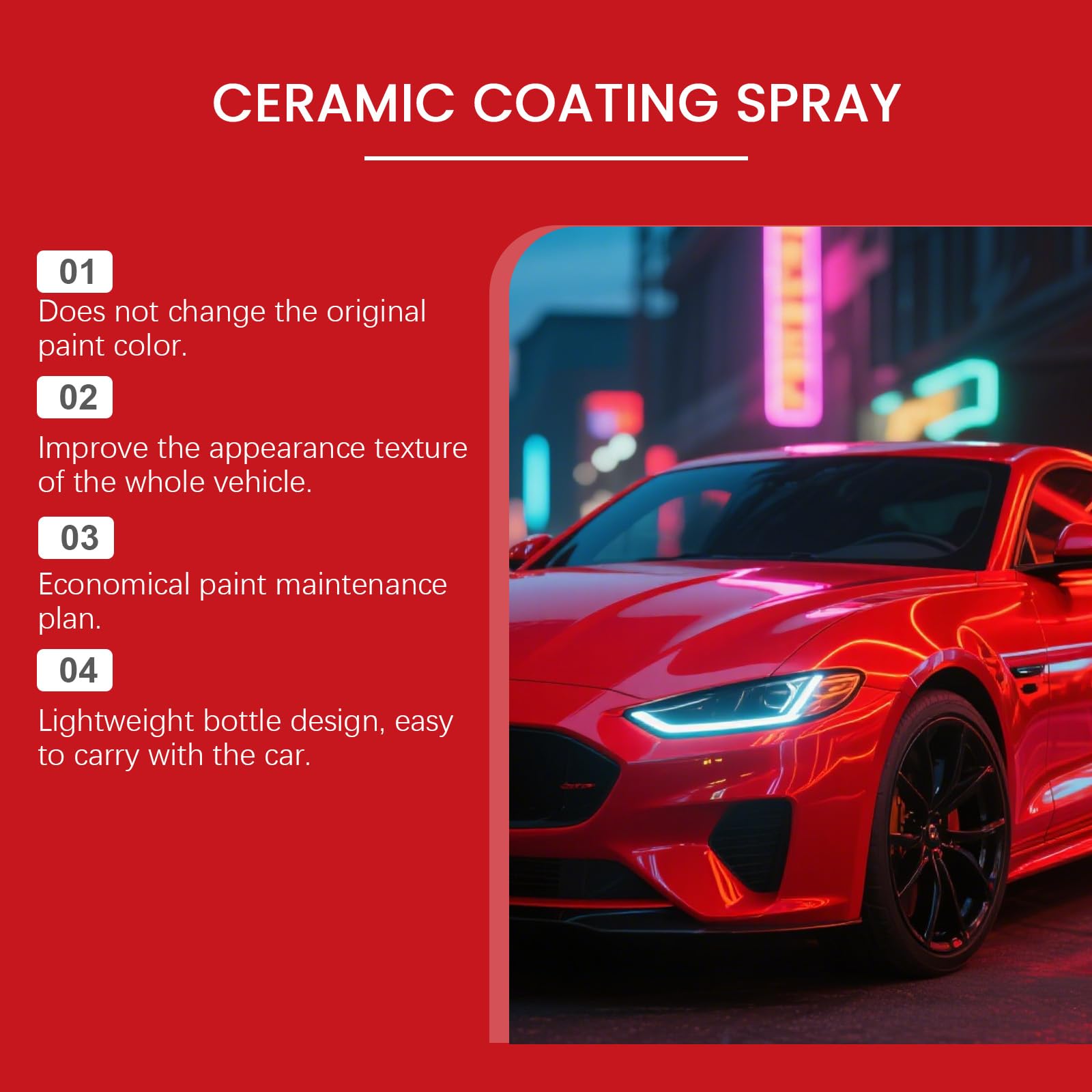 Spray ceramiczny do samochodów, 3 w 1, szybko działający, wysoce ochronny, hydrofobowa politura, wosk samochodowy, bezwodny spray do mycia szyb (6 szt.)