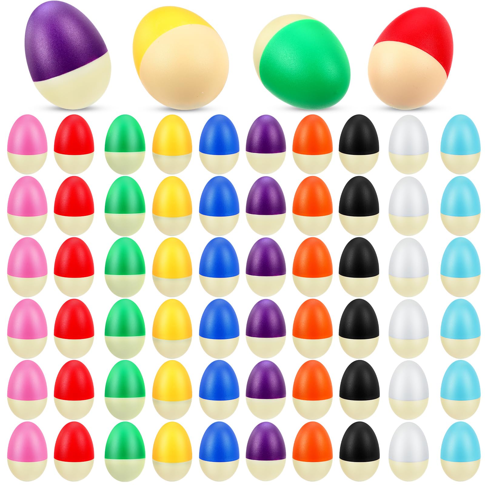 100 Pcs Egg Shakers Bulk Musical Instruments Percussion Maracas Egg for Kid