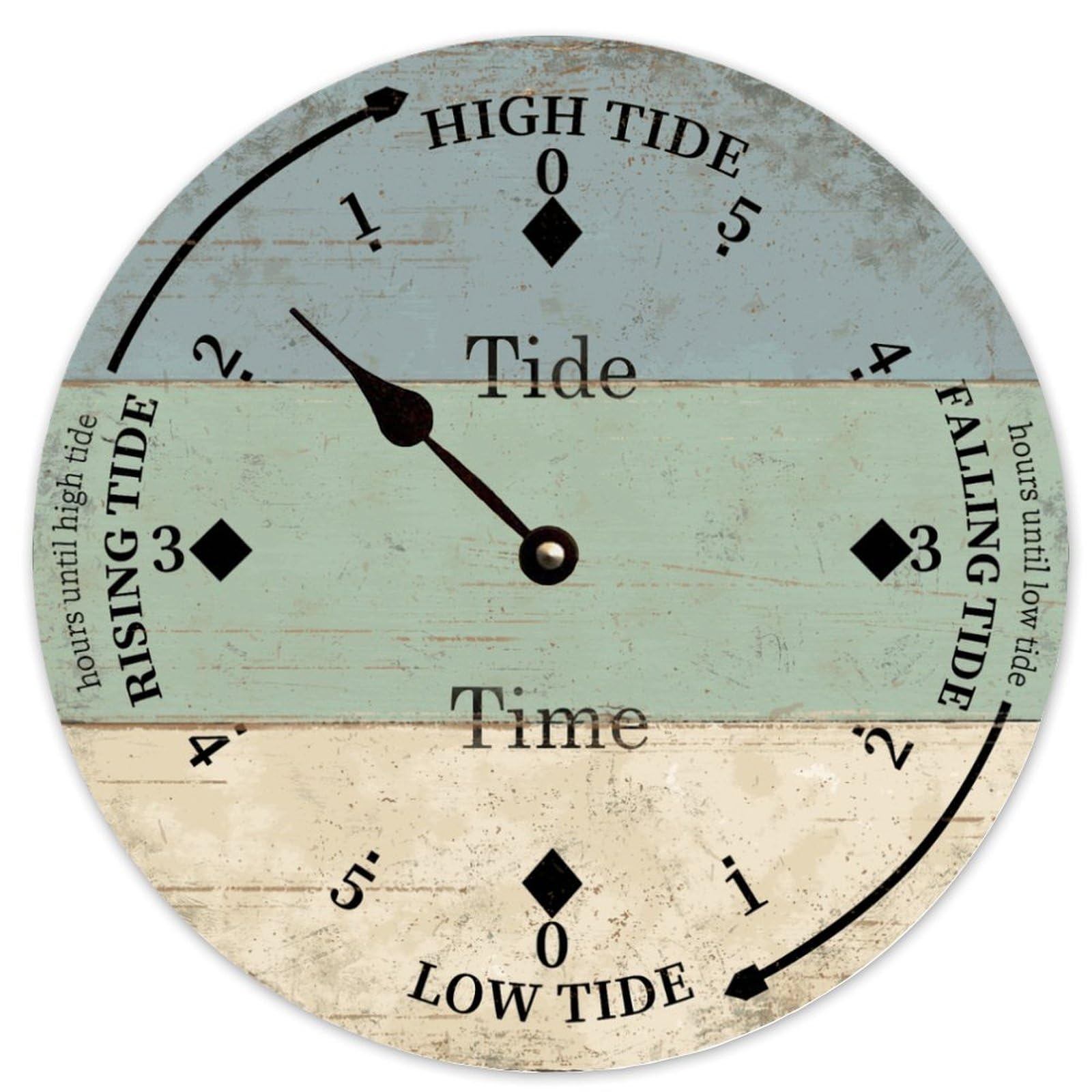 Guangpat Tidal Clock Personalized Beach Tide Time Large Wall Clocks Battery Operated 10 Inch Silent Non-Ticking Rutic Farmhouse Wall Decor for Bedroom Living Room