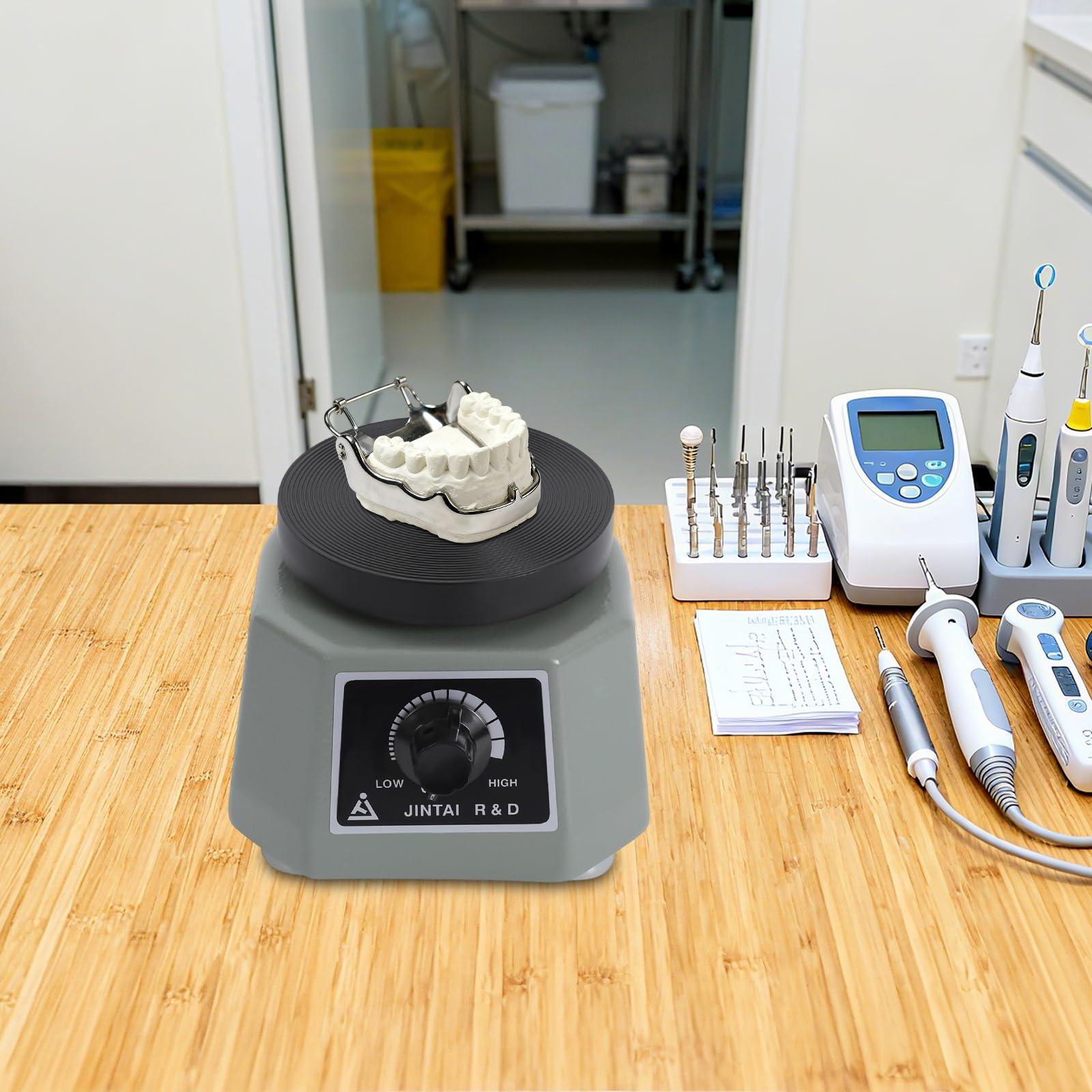 Elektrische Rüttelplatte 100W mit Stufenloser Regelung, Gipsrüttler Vibrationsplatte für Gips und Harze, Rütteltisch mit Rutschfester Arbeitsplatte, für Handwerker, Modellbau und Dentaltechnik