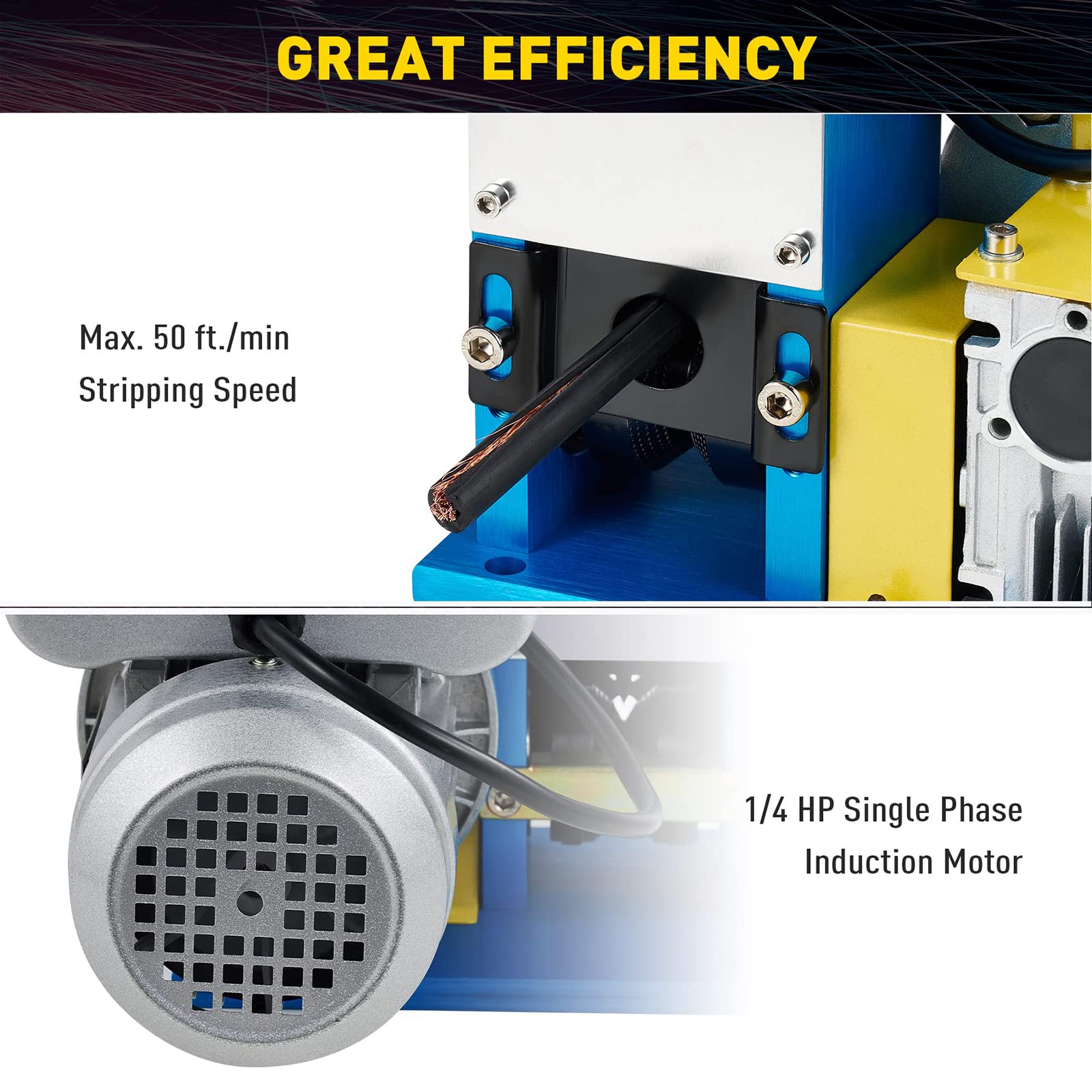 Pelacables eléctrico para cables de cobre de 1,5 a 25 mm, herramienta pelacables motorizada automática con rueda de corte mejorada para reciclaje de chatarra de cobre