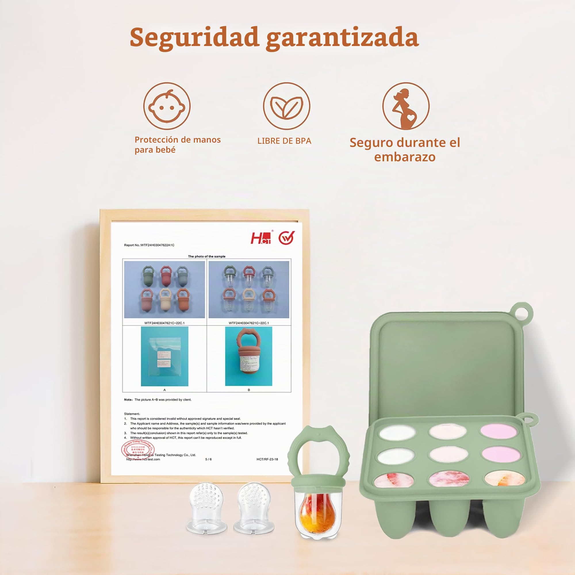Alimentador de frutas para bebés y moldes para paletas de leche materna, bandeja de silicona para congelar alimentos para enfriar la dentición, alimentador de alimentos para bebés para una (Blue)