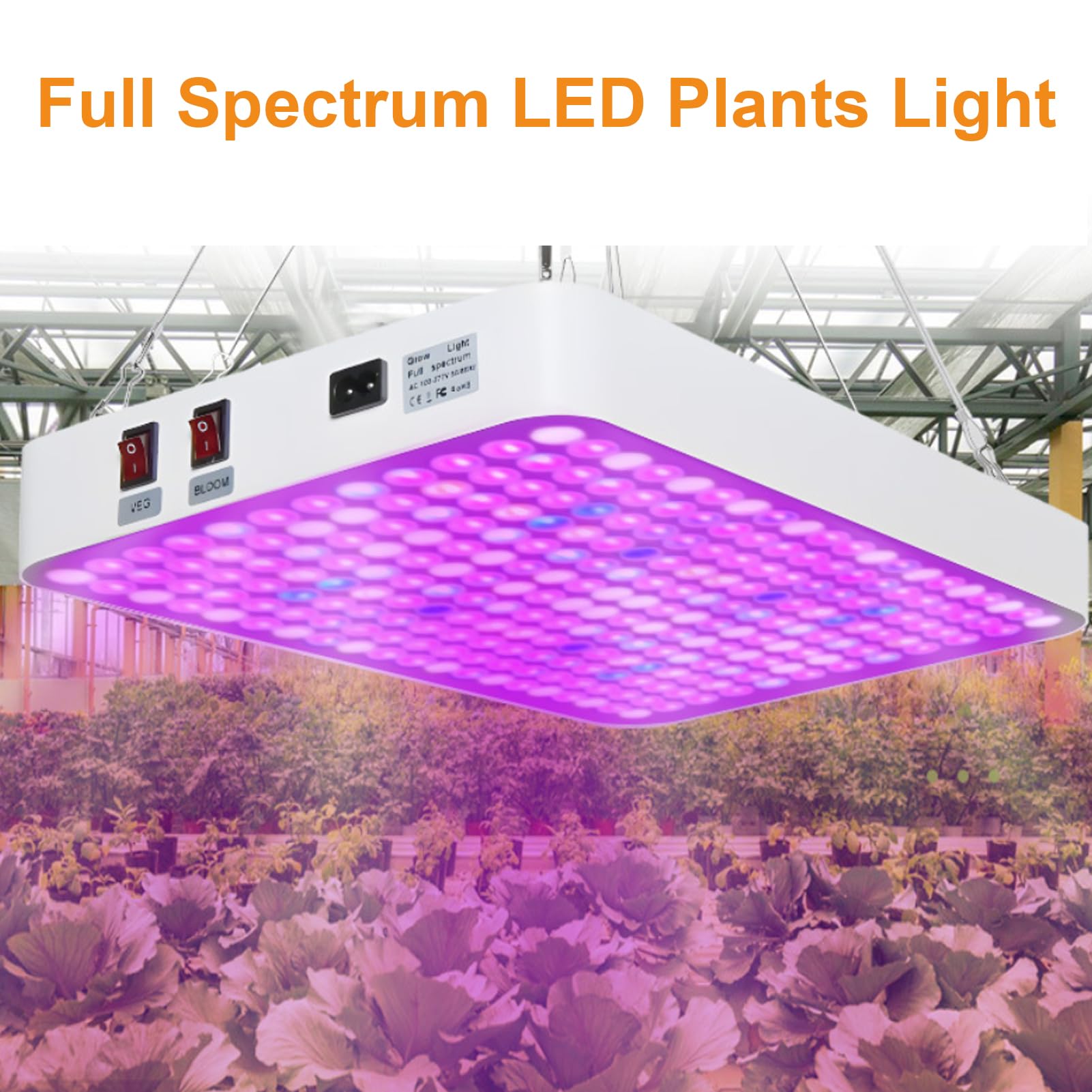 banapoy Luz LED Crecimiento, 6000 LM 30W 5 Luz Plantas Colgantes Espectro Completo Regulable para Plantas Interior Plántulas Inicio Suculentas Invernadero Hidropónico, Ventiladores (Enchufe europeo