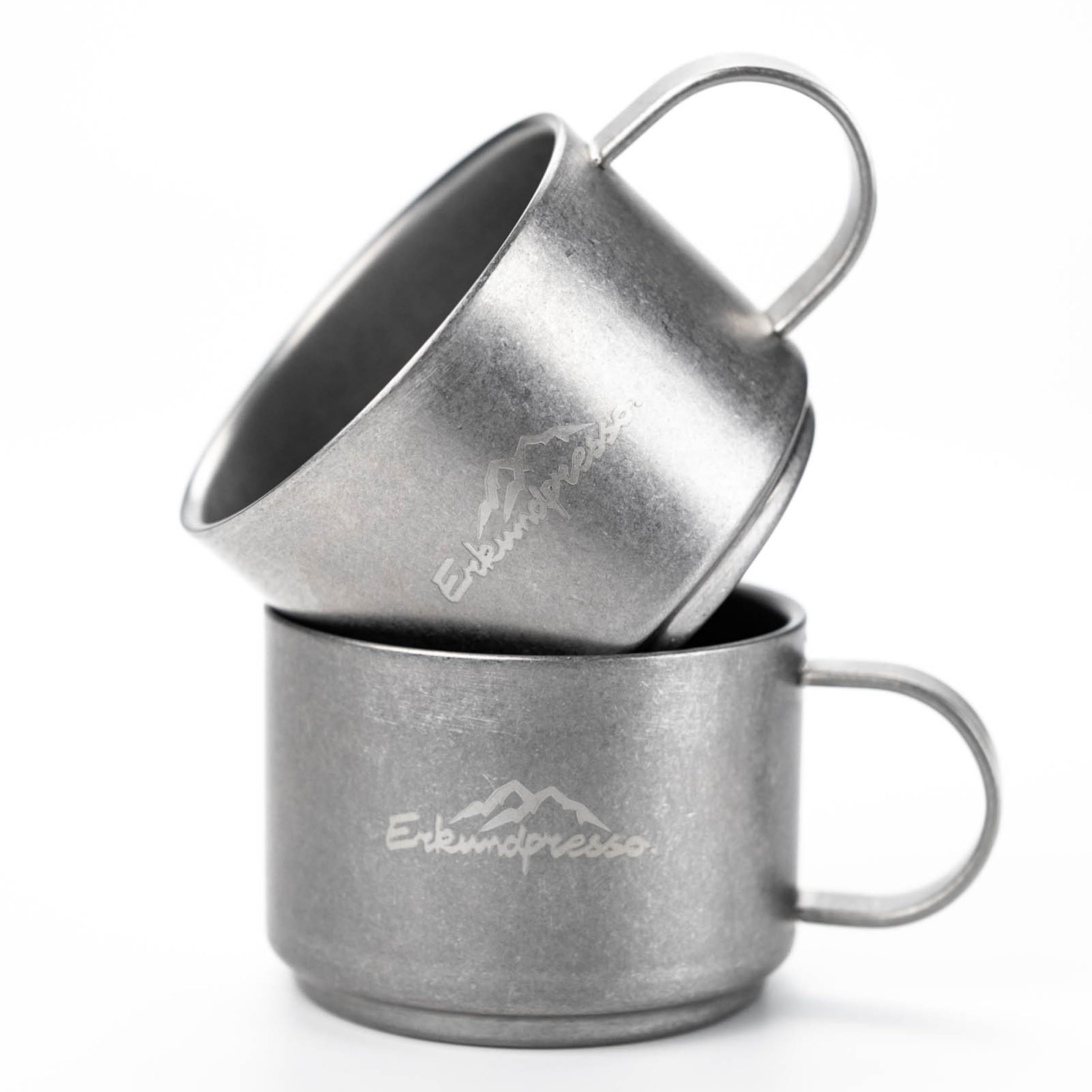 Filiżanki do espresso z podwójnymi ściankami, zestaw 2 sztuk, na kemping, izolacja z wysokiej jakości stali nierdzewnej, styl retro, prezent dla kamperów, kobiet i mężczyzn, najlepsza