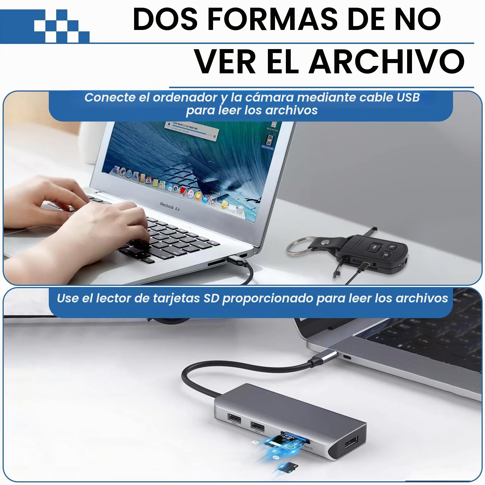 4U Mini cámara oculta espía HD 1080P Nanny Cam llave de coche, no necesita WiFi, grabadora de video, cámara interior/exterior para seguridad del hogar