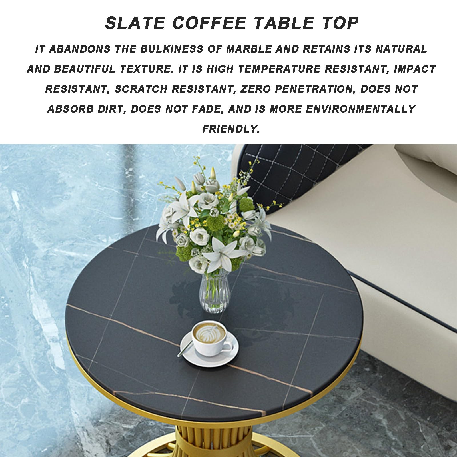 Juego de sofá de oficina de cuero de lujo con mesa de café, sofá de recepción y mesa para vestíbulo, sala de espera, muebles de oficina