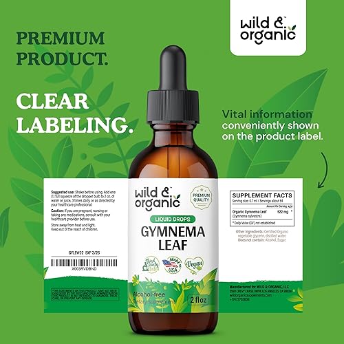 Miniatura 8 de Gymnema Sylvestre Extracto líquido  Suplemento orgánico de Gymnema Sylvestre  Gotas de Gymnema Sylvestre veganas, sin alcohol, 2 onzas líquidas