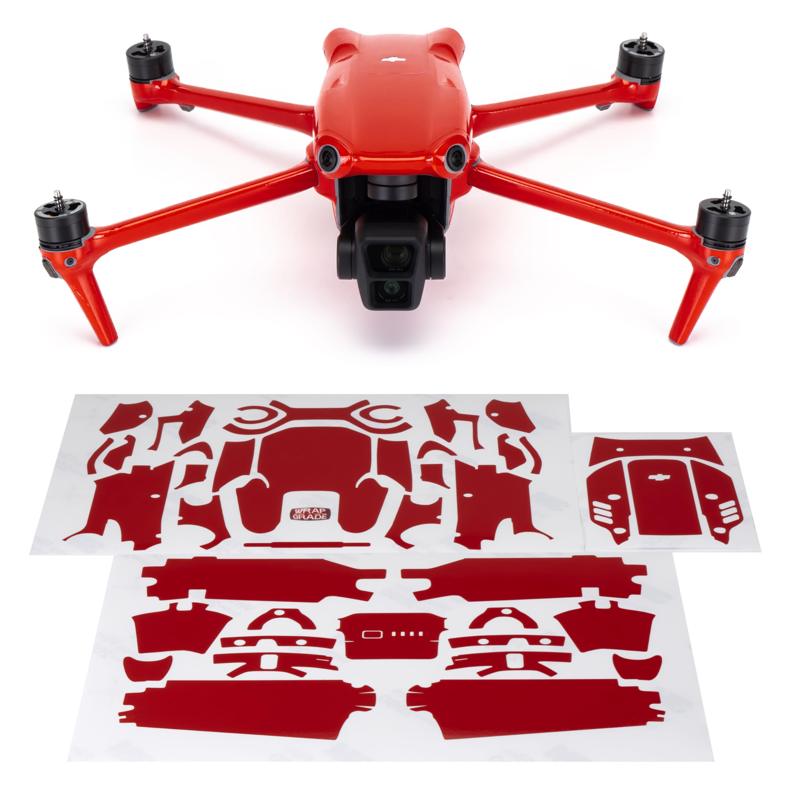 WRAPGRADE Skin Stickers compatible with DJI Air 3, SUPER RED