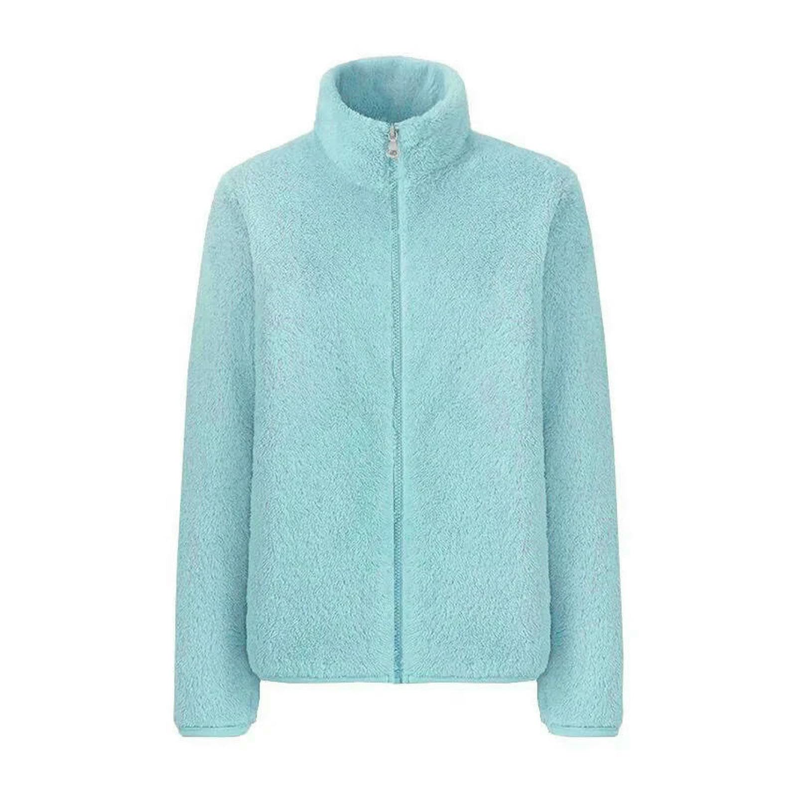 Giacca Cappotto in Pile Autunno Inverno da Donna Giacche Corte Calde Soprabito con Cerniera Capispalla Femme Veste-Cammello-l