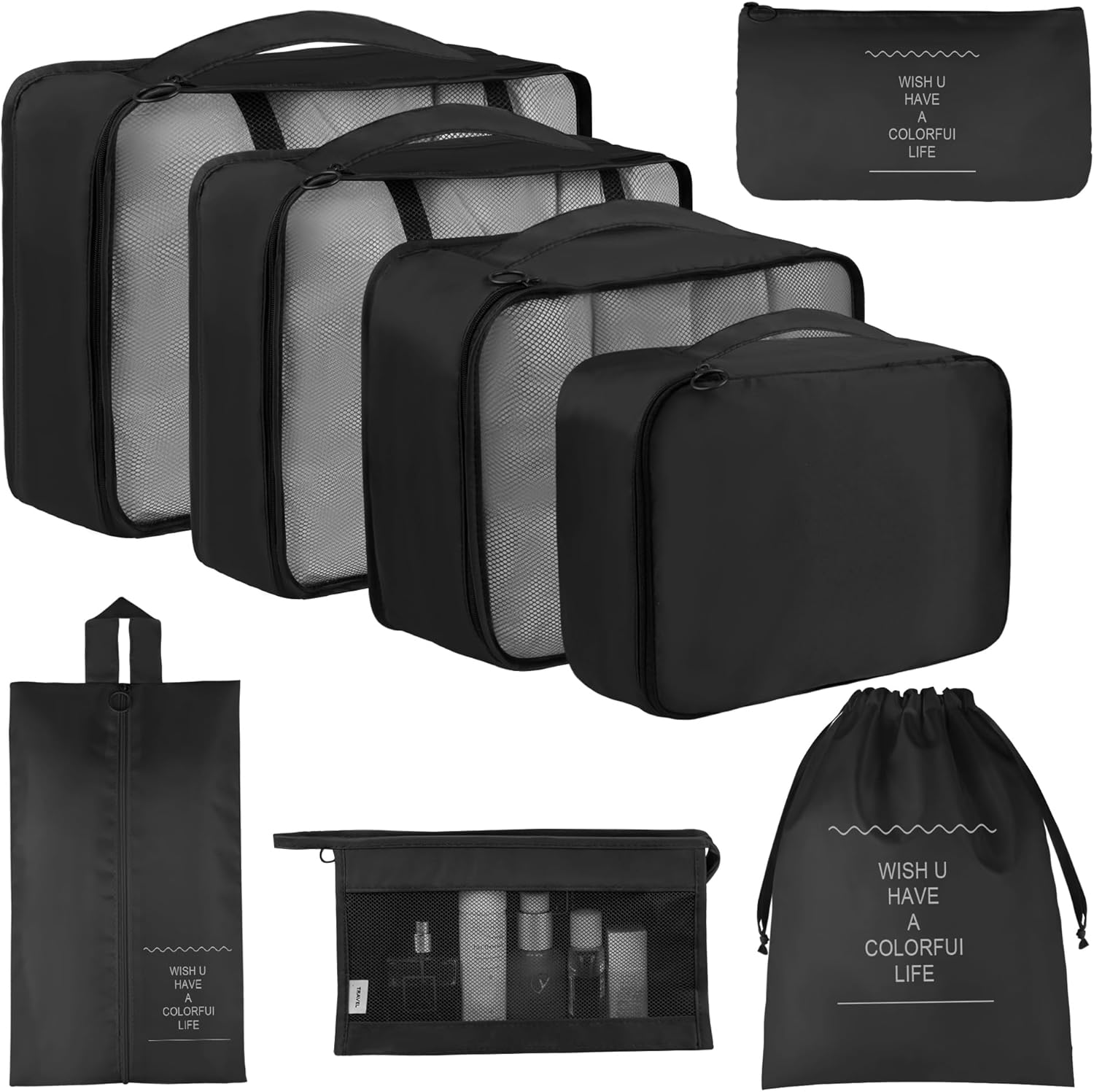 Vercord 8 Set Travel Packing Pods Luggage Organizers Cubes Vercord 8 Set Travel Packing Pods Luggage Organizers Cubes