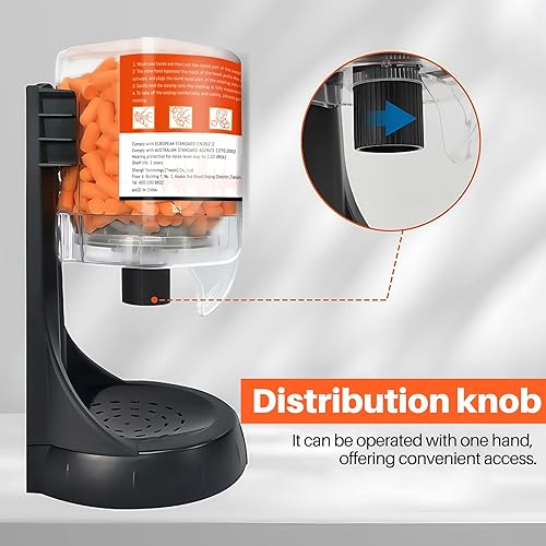 Miniatura 9 de Dispensador de tapones para los oídos, con 1000 tapones de espuma SNR recargables de 38 dB, montados en la pared, protección auditiva para disparos,