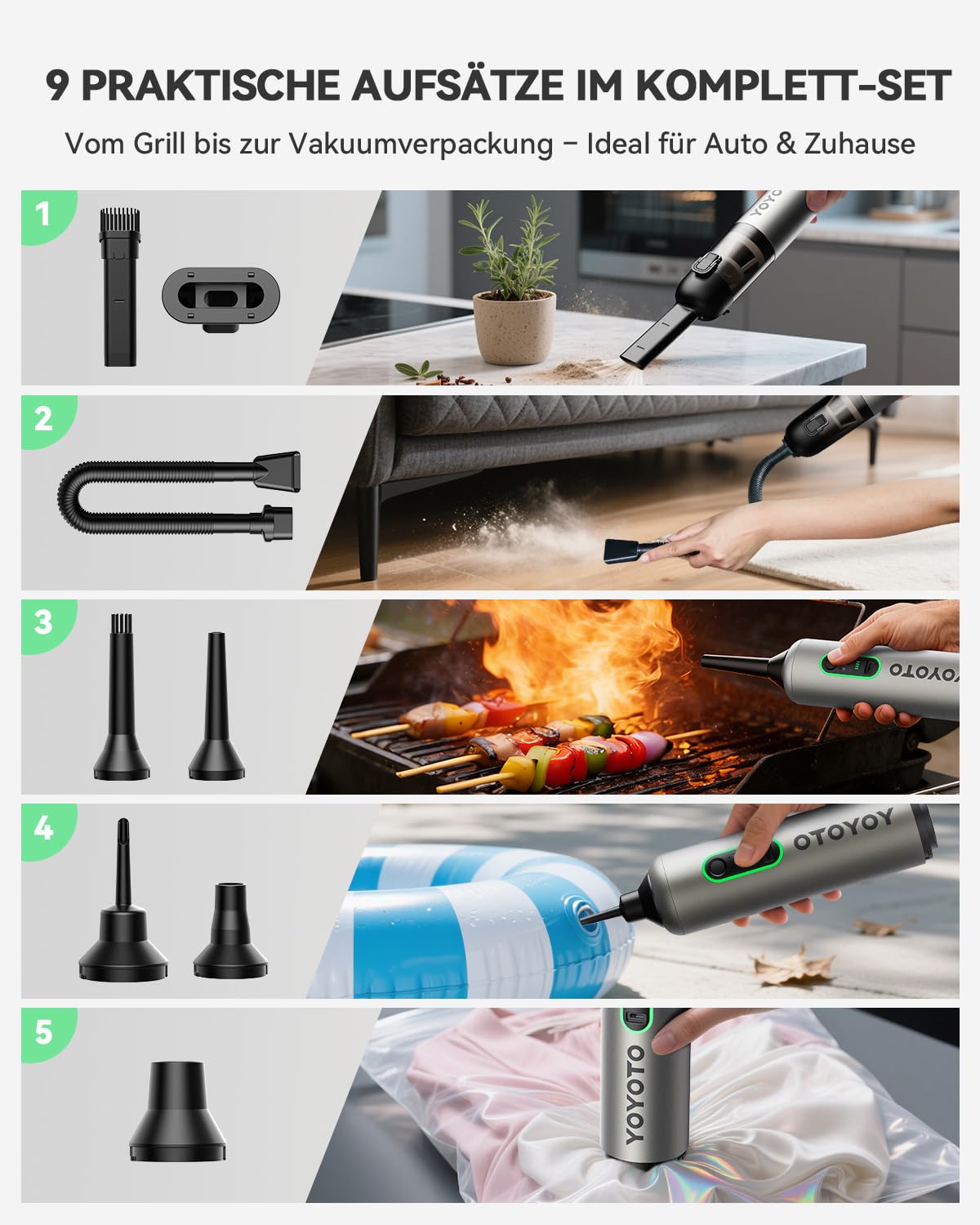 Akku-Autostaubsauger mit starker Leistung, 4-in-1 Handstaubsauger Akku 22000Pa/54 AW, 15-45min Laufzeit, 2 HEPA Filter, Mini Staubsauger für Auto, Bürotisch, PC