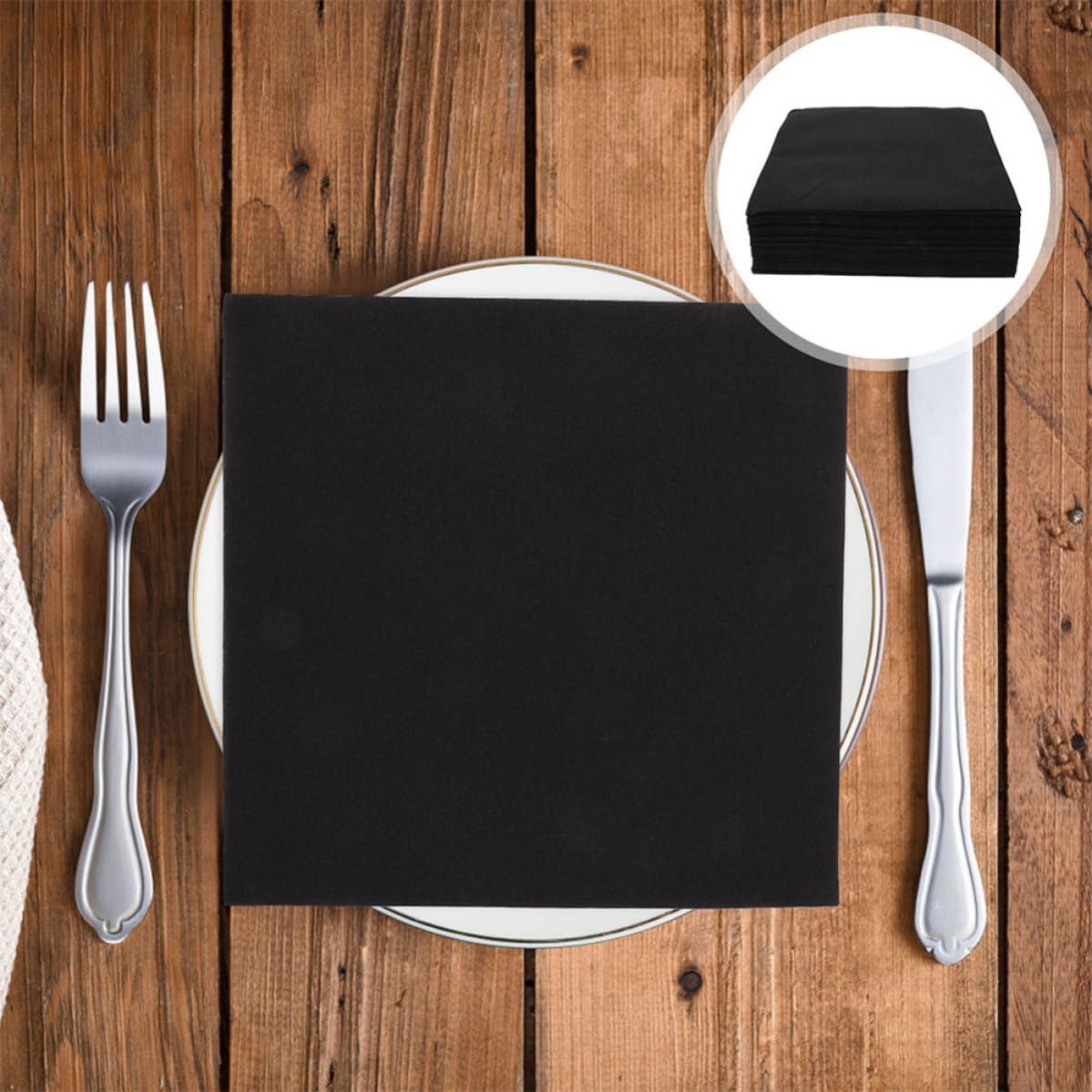 SHINEOFI 100 Servilletas de Papel Negro Desechables para Banquetes y Fiestas Diseño Grueso y Elegante para Suministros de Mesa