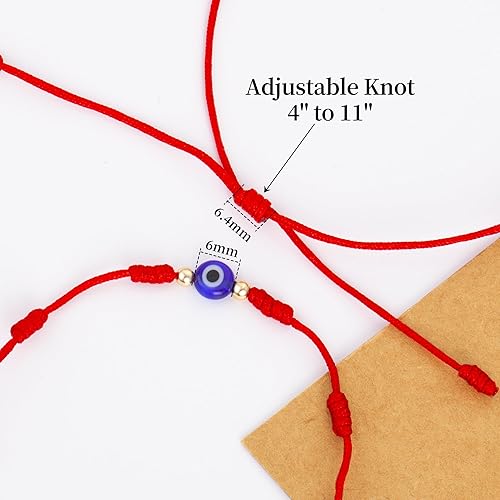 Miniatura 6 de 9 pulseras de la suerte de ojo malvado de 7 nudos, Rakhi para hermano y Bhabhi, amuleto de cuerda roja ajustable para mujeres y hombres con cuentas