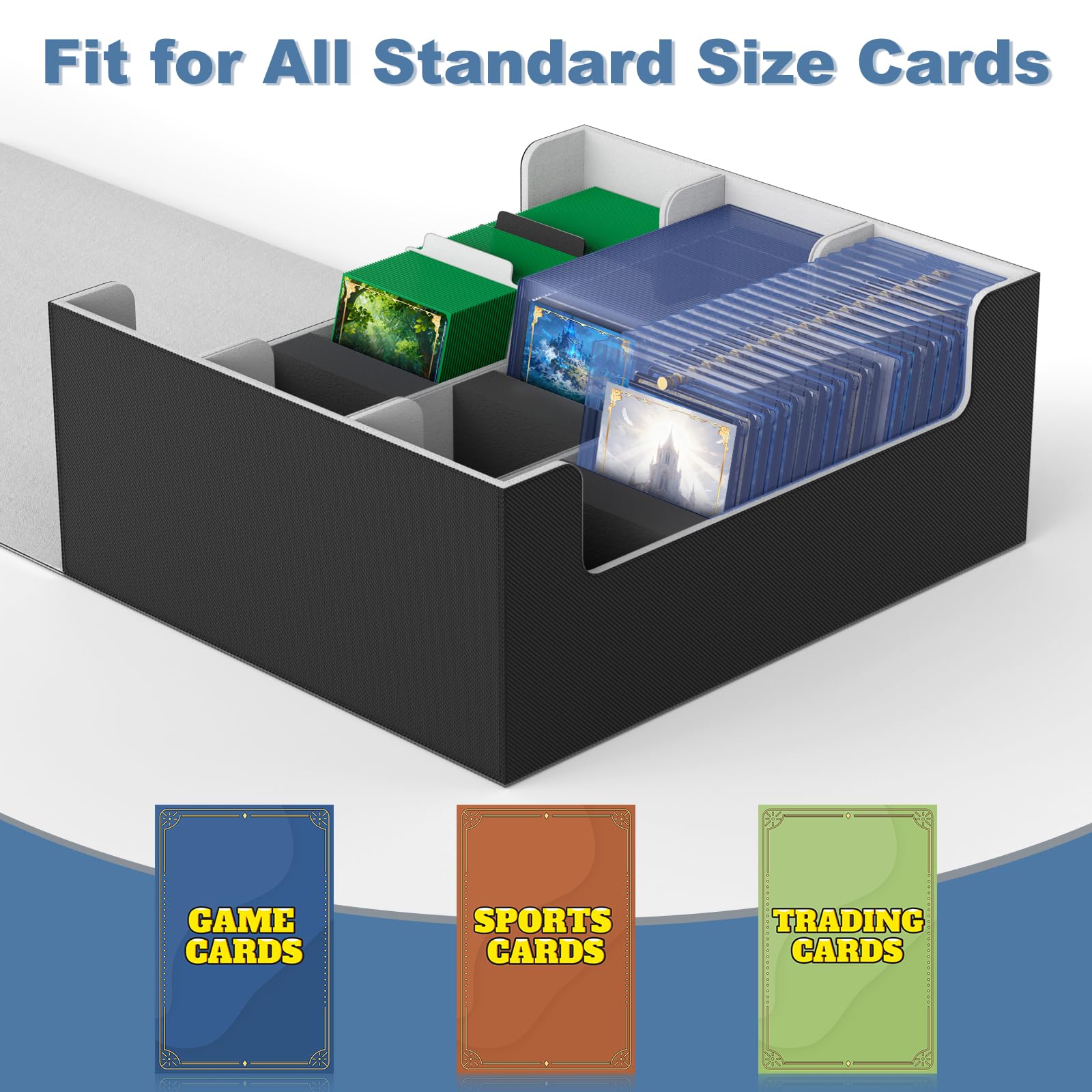 Deck Box Mlikero 1800+ Cartes - Boîte Rangement Cartes Cuir Fermeture Magnétique + Séparateurs