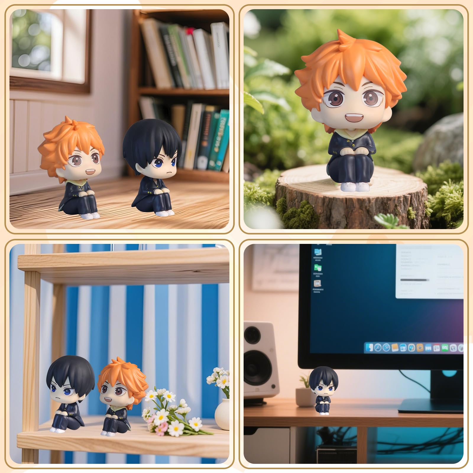 Haiikyuu Statua, Haiikyuu Modello, 2 Pezzi Desk Decor, Hiinata Shooyo e Tobiio Kageeyama Scultura, Anime Decorazione da Scrivania per Collezione, Regali per Gli Amici