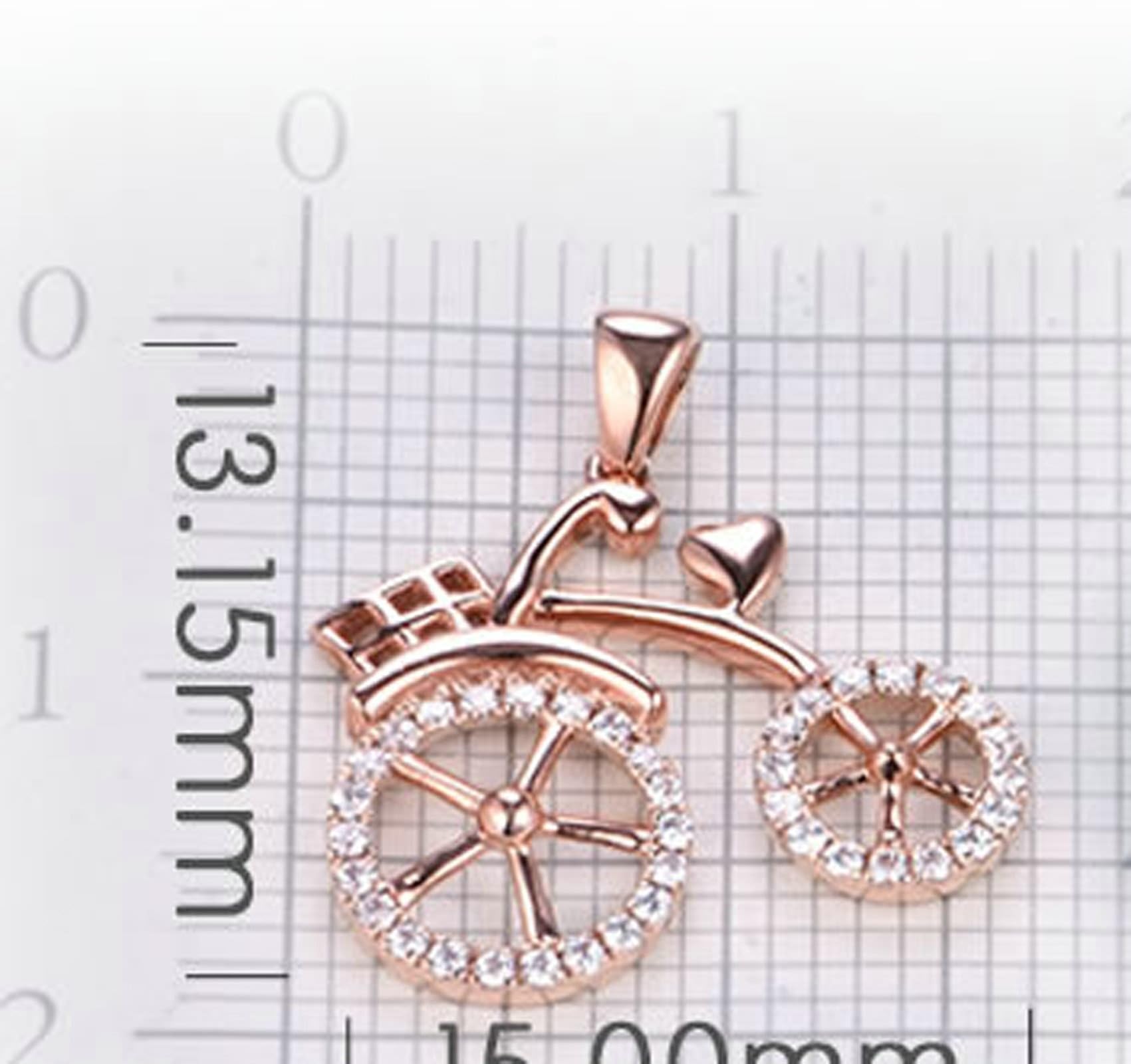 9K/18K Gold Halskette für Mädchen und Frauen, Moissanit/Diamant Fahrrad Edelstein Anhänger Halskette Kettenlänge 18 Zoll
