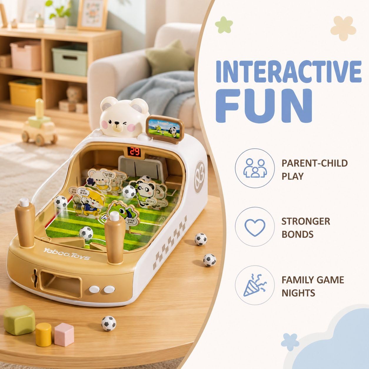 Futbolín Mesa Interactivo Niños - Mini Futbolín Interactivo con Marcador Electrónico - para Regalo