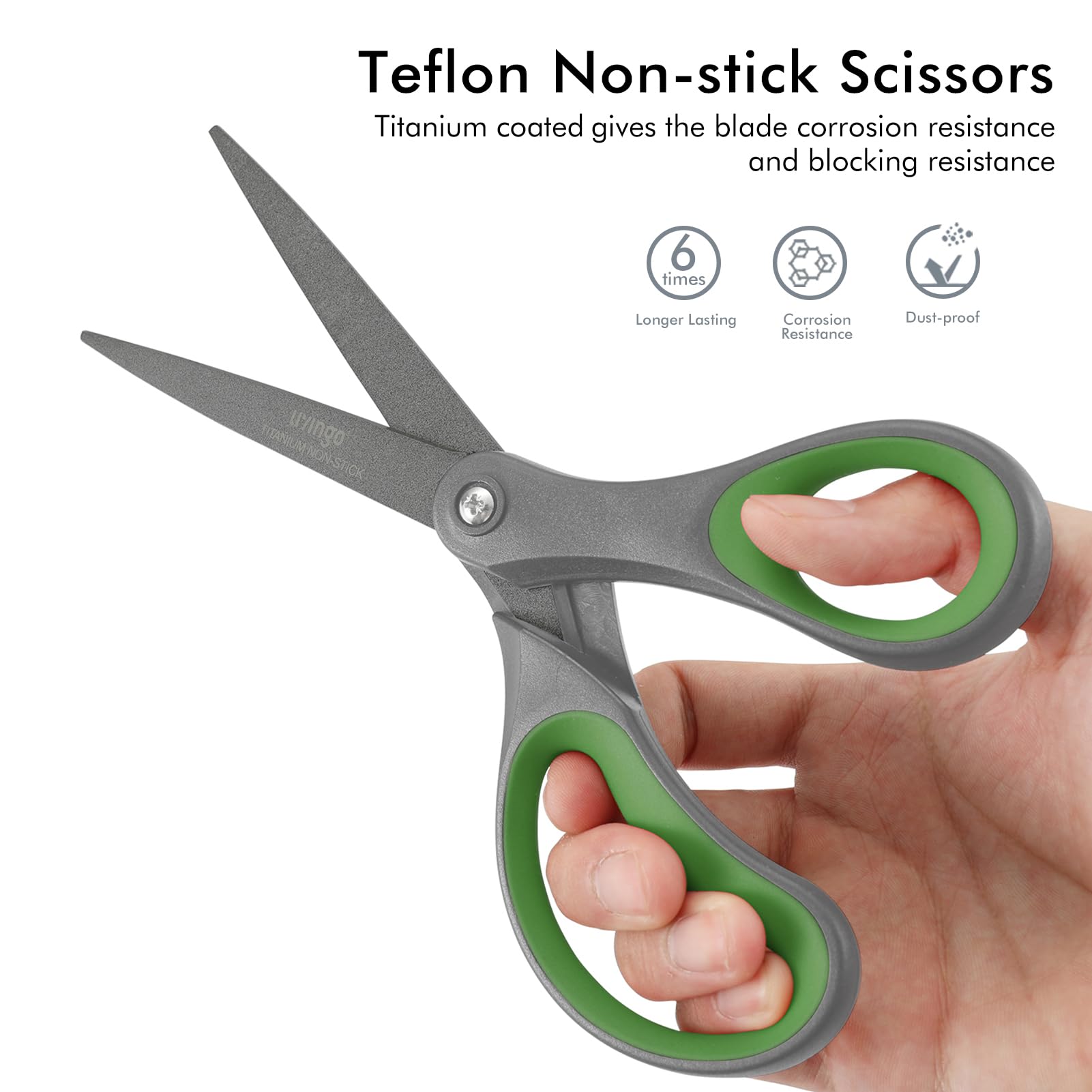 LIVINGO Heavy Duty Scissors, Sharp Office Scissors Set for Sewing Fabric Cutting, and Crafting - Image 3