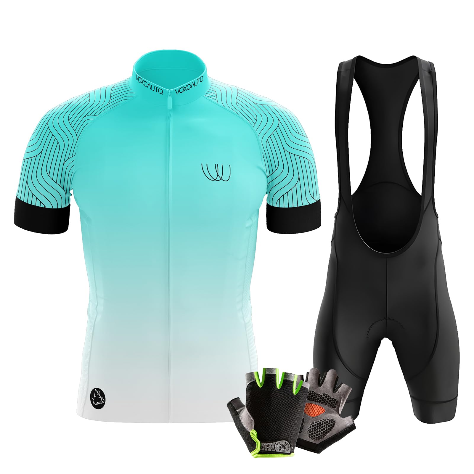 Herren Kurzarm Fahrrad Trikot Set - Rennrad Radhosen mit Halbfinger Sommer Fahrradhandschuhe