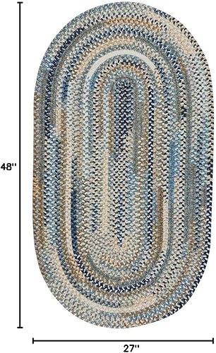 Miniatura 3 de Capel Rugs Habitat - Alfombra trenzada ovalada, azul, 27 x 48 pulgadas