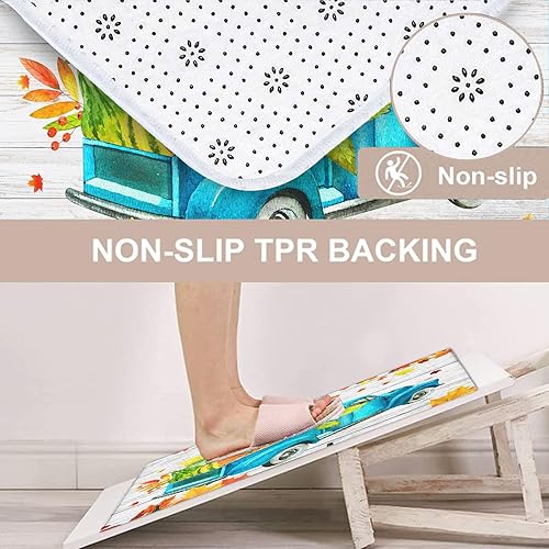 Miniatura 6 de Juego de cortina de ducha de calabaza con cubierta de tapa de inodoro y alfombras antideslizantes, hojas de arce otoñales en acuarela, 4 piezas de