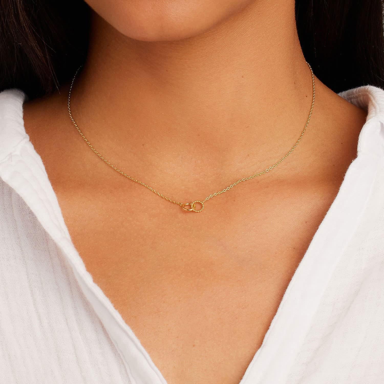 Gold Necklace for Women- 14K Gold Plated Dainty Cross Flower Bow Italian Horn Animal Boot Sea Beach Necklace for Women - Image 3