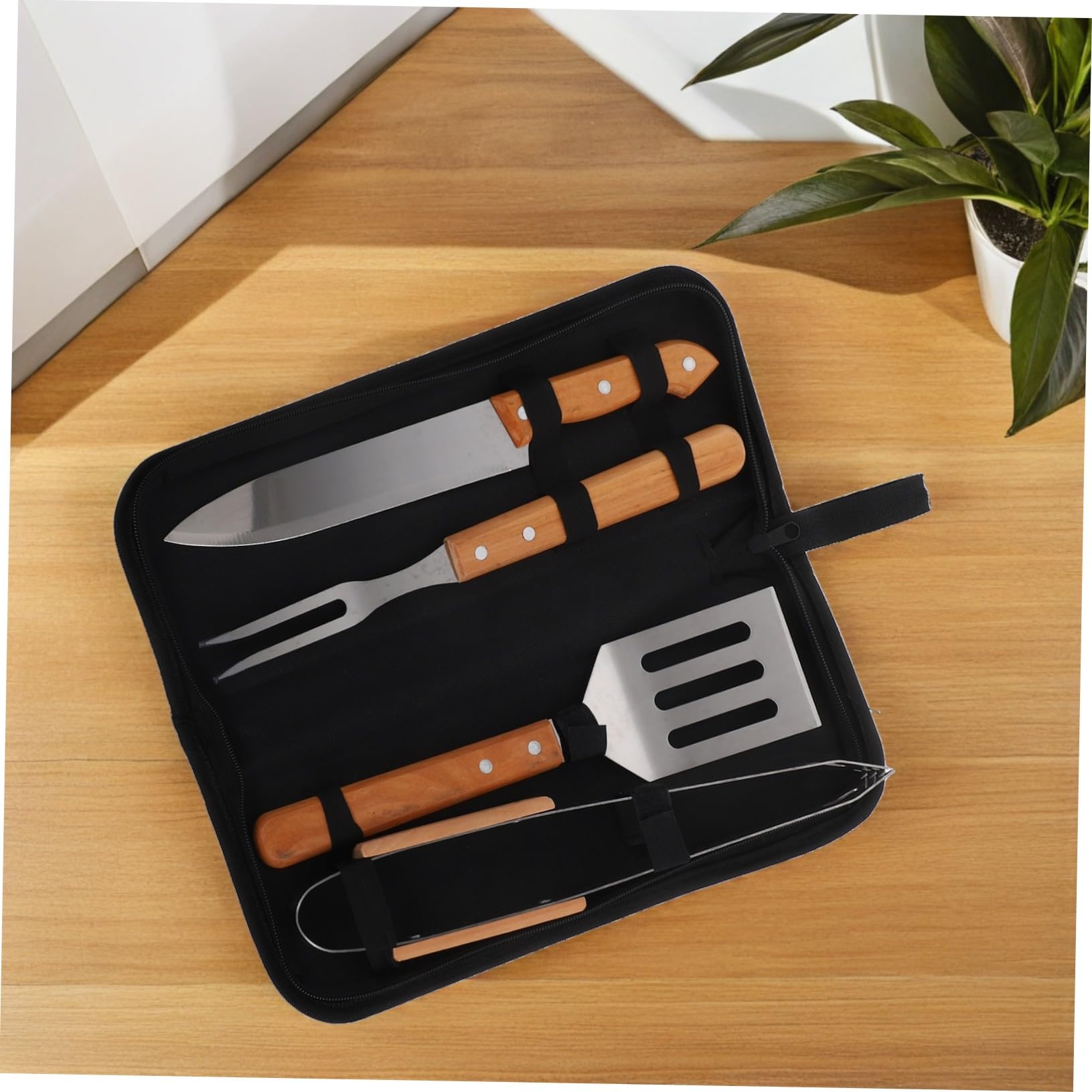 SUPVOX Spatule Barbecue Acier Inoxydable Ustensiles avec Housse De Transport Outil pour Grillades Extérieures Camping Et Pique-