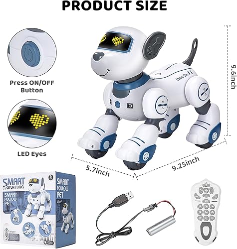 Miniatura 7 de Robot de juguete para perros con control remoto cachorro robótico programable para niños, robot interactivo inteligente para mascotas, perro que